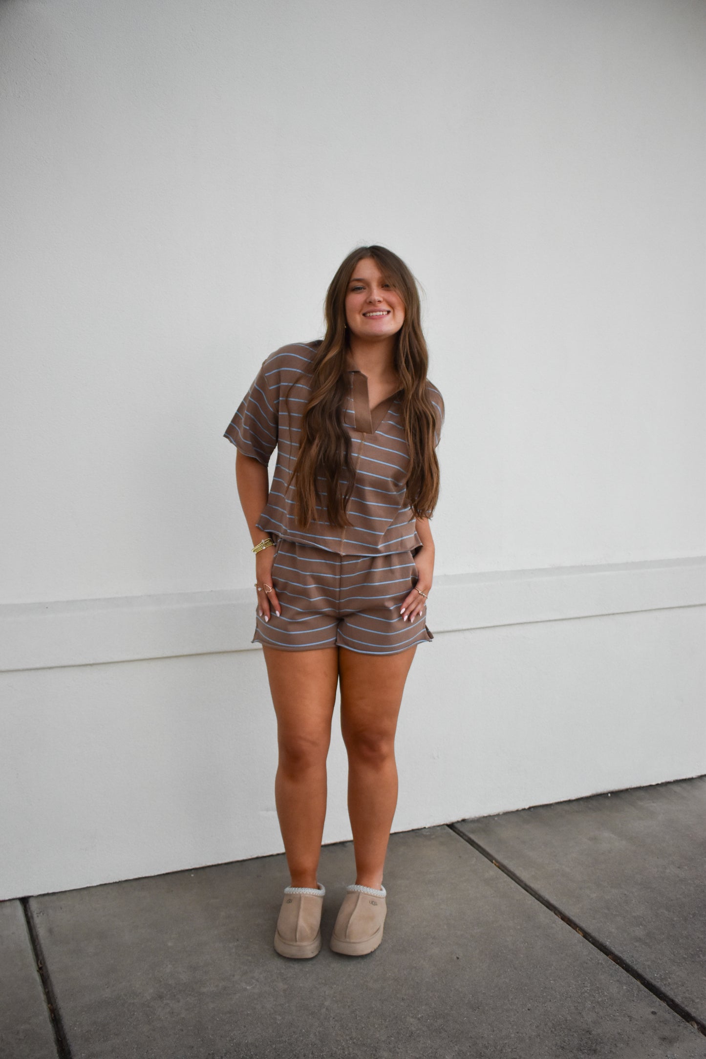 Striped Knit Shorts & Top Set