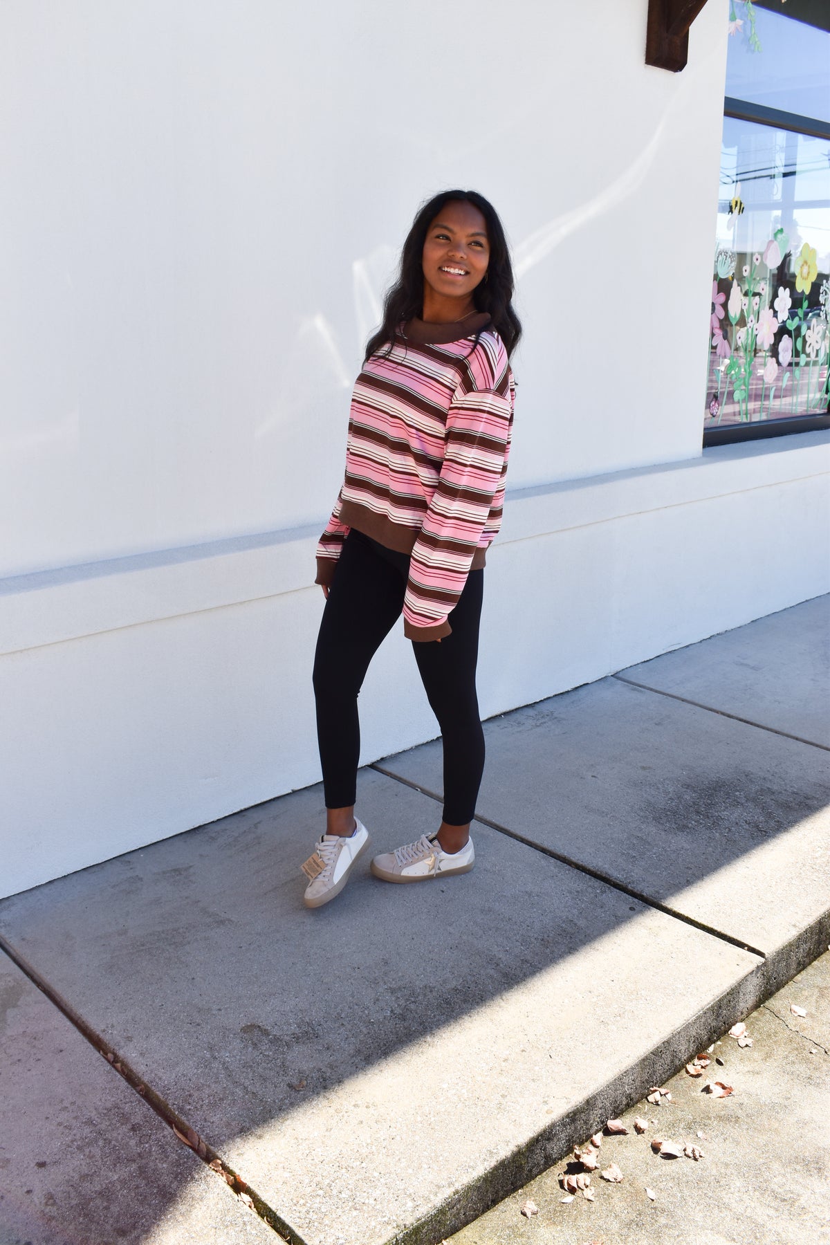 Striped Mockneck: Pink/Brown
