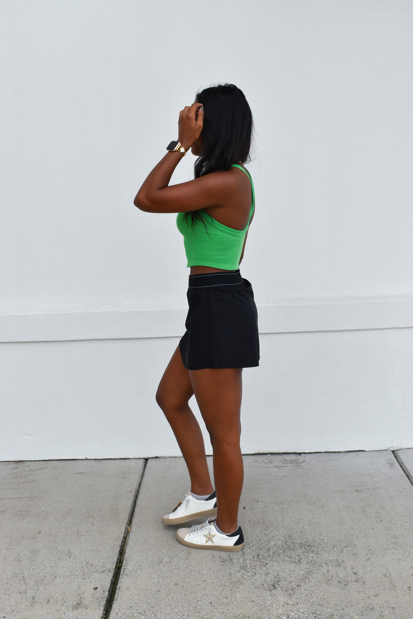 Lightweight Skort with Elastic Waistband: Black