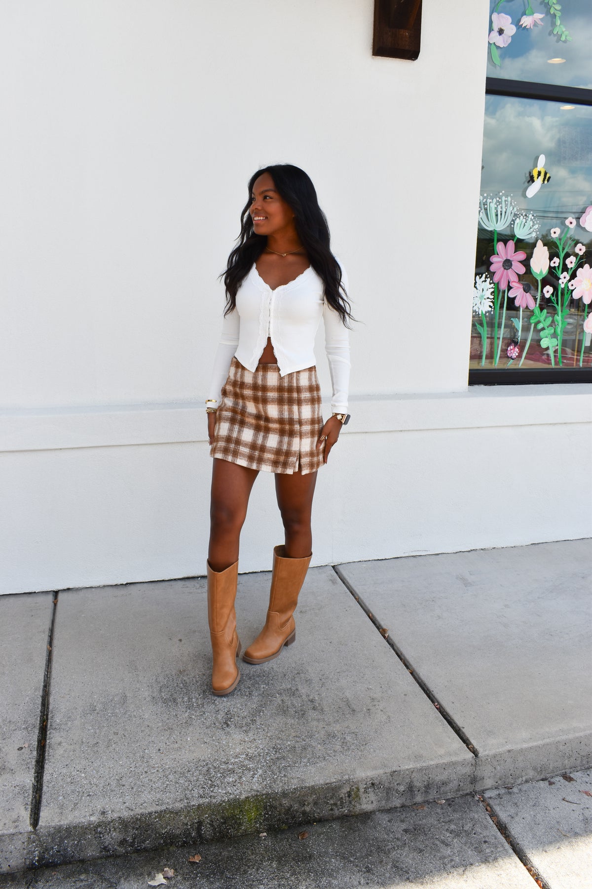 White Lace Long Sleeve Top