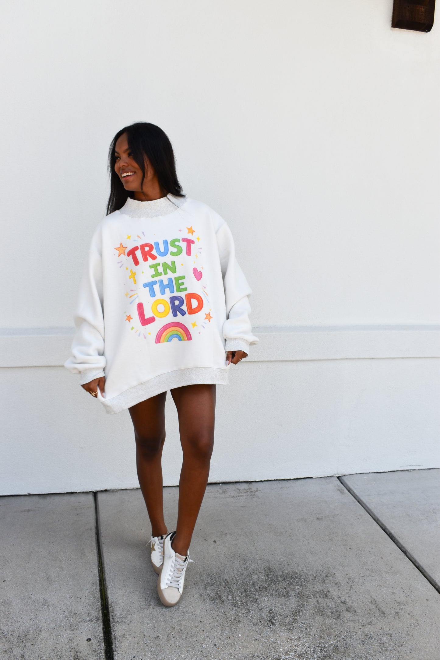 'OPEN DOORS' GRAPHIC Reversible Mockneck