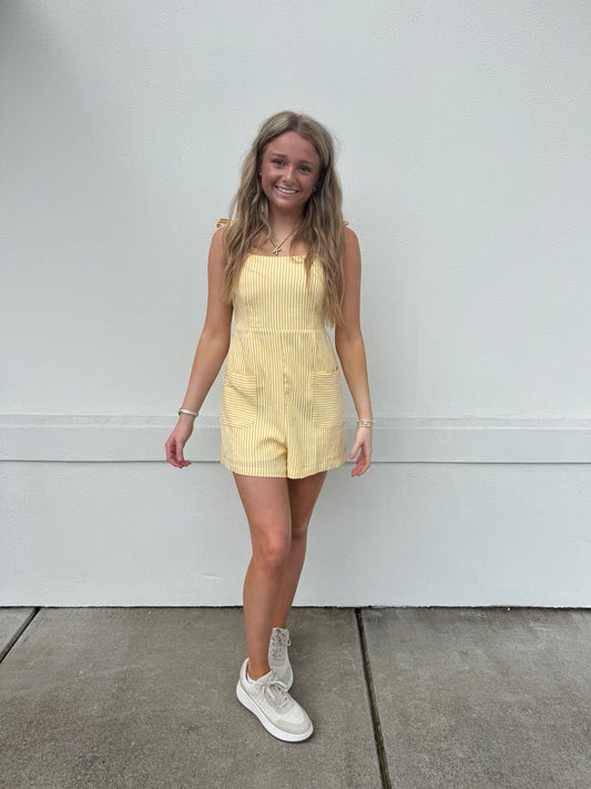 Sunny Stripe Shoulder Tie Romper