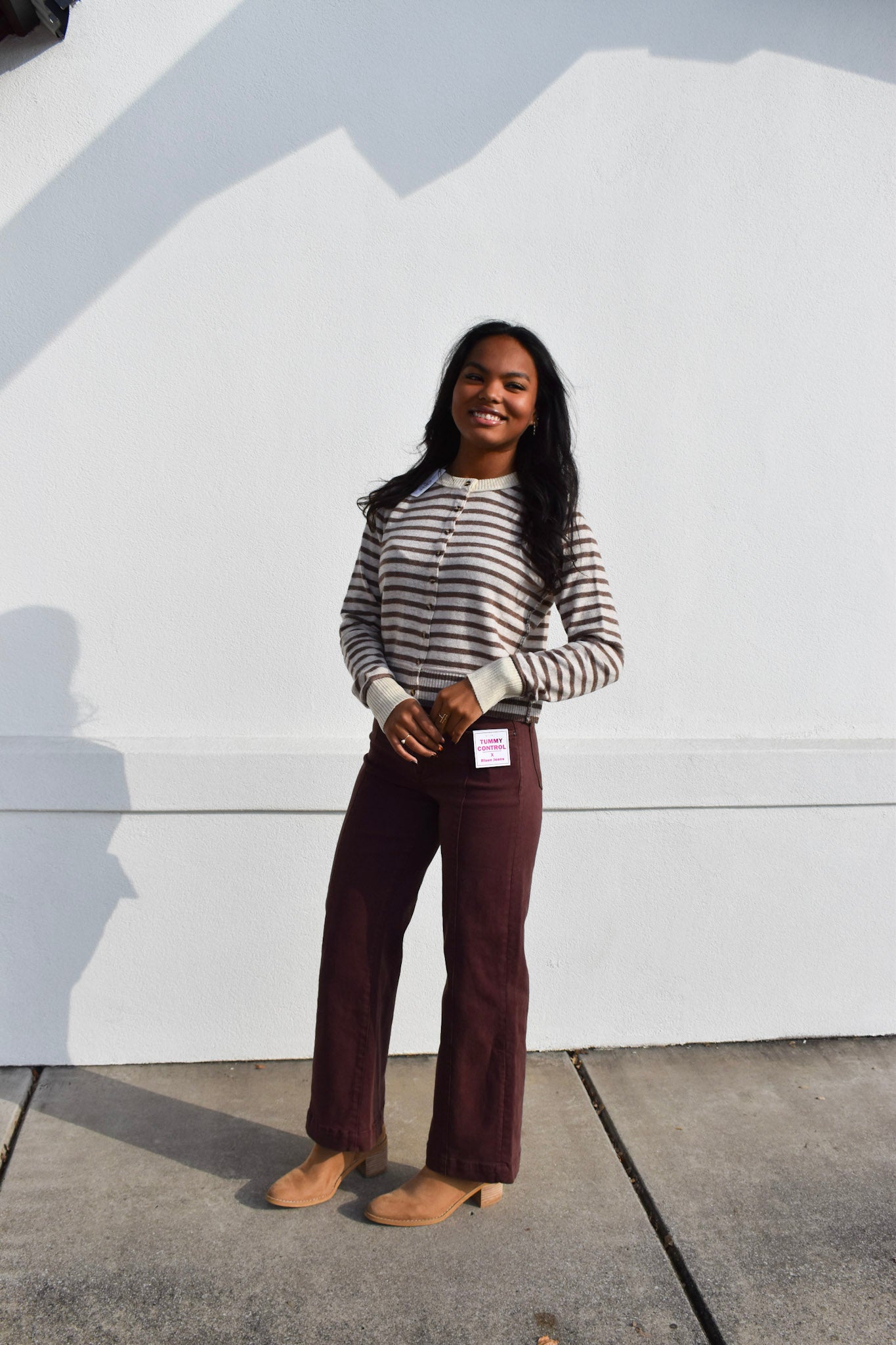 Risen Detailed High Rise Crop Wide Leg: Chocolate