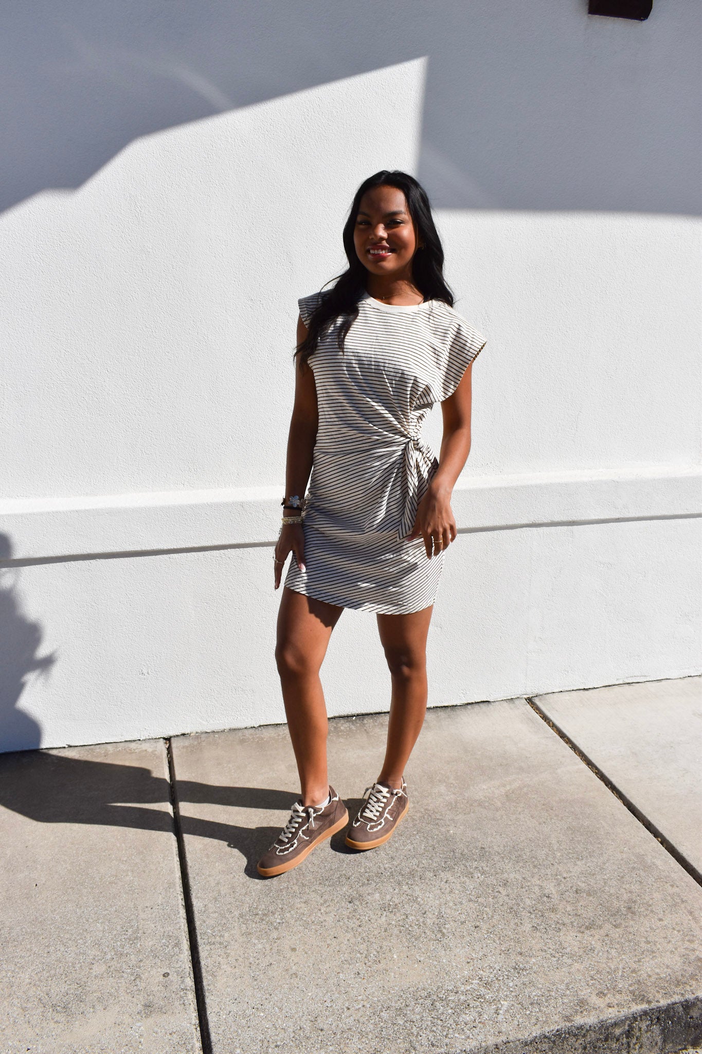 Choco/Cream Sleeveless Mini Dress