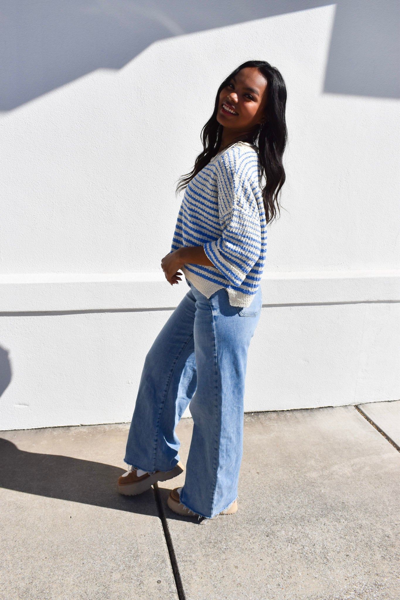 Ecru Stripe Knit Top