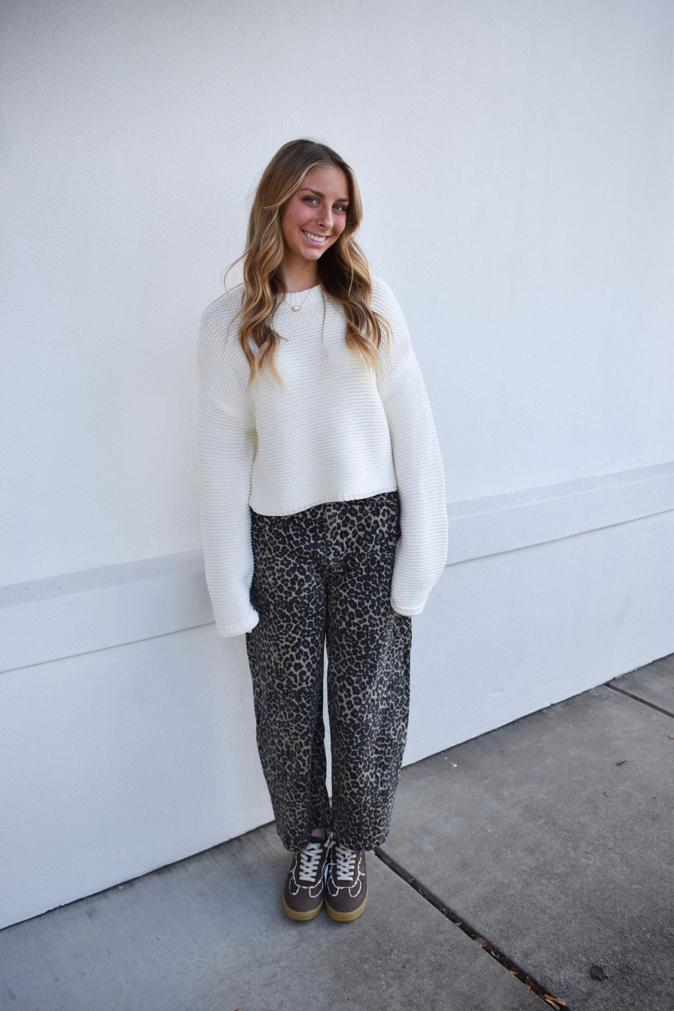 Leopard Print Barrel Pants