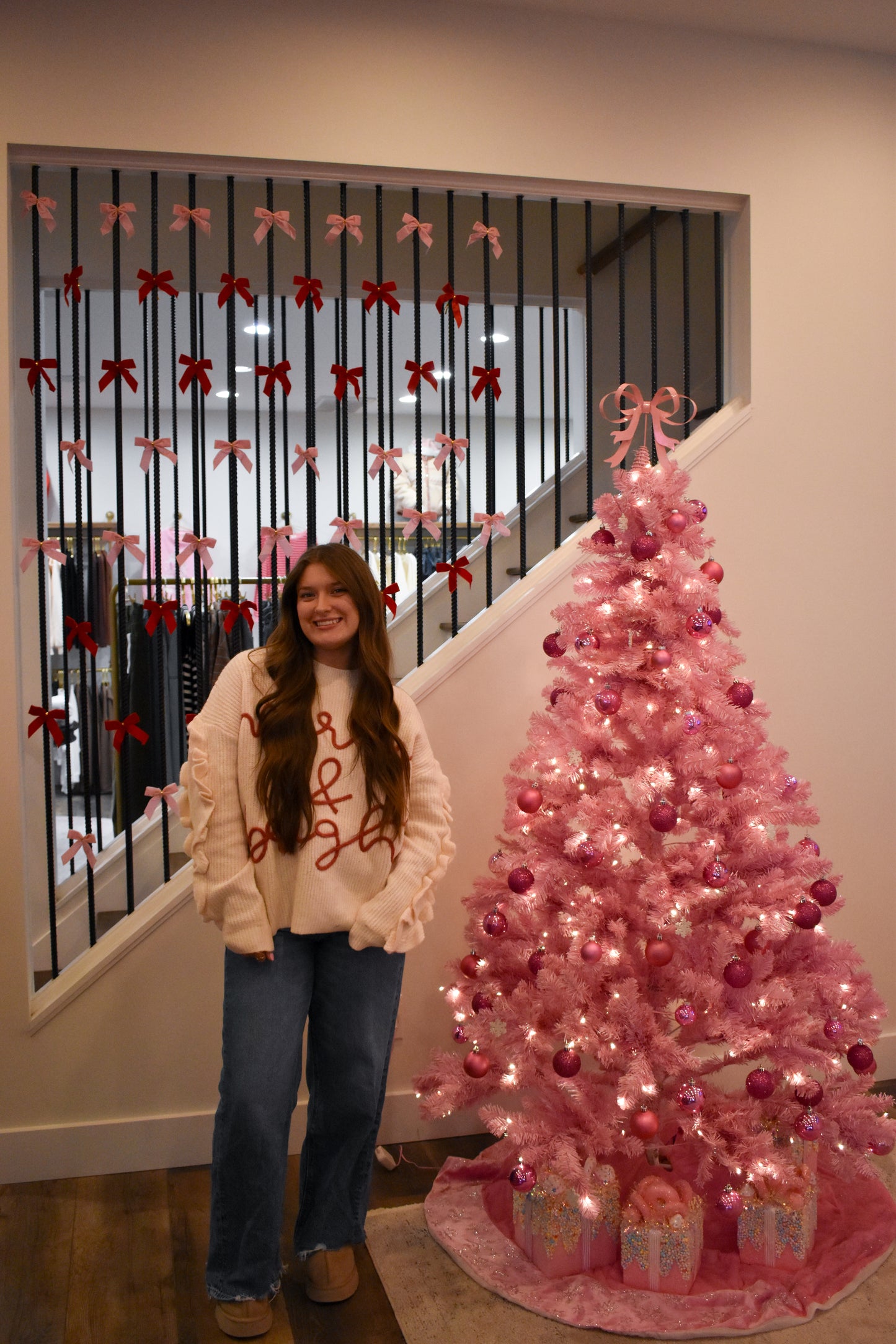 Merry & Bright Cord Letter Ruffle Top