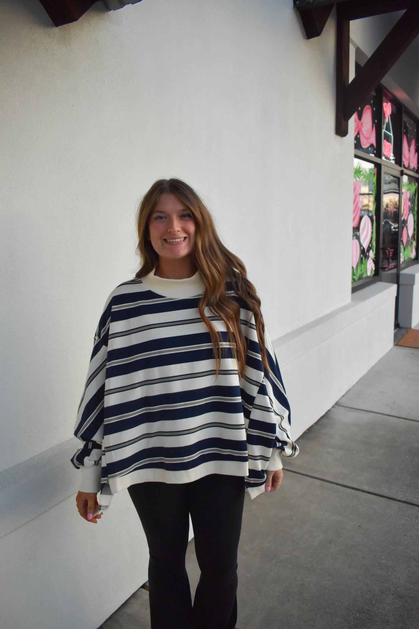 Striped Oversized Mockneck