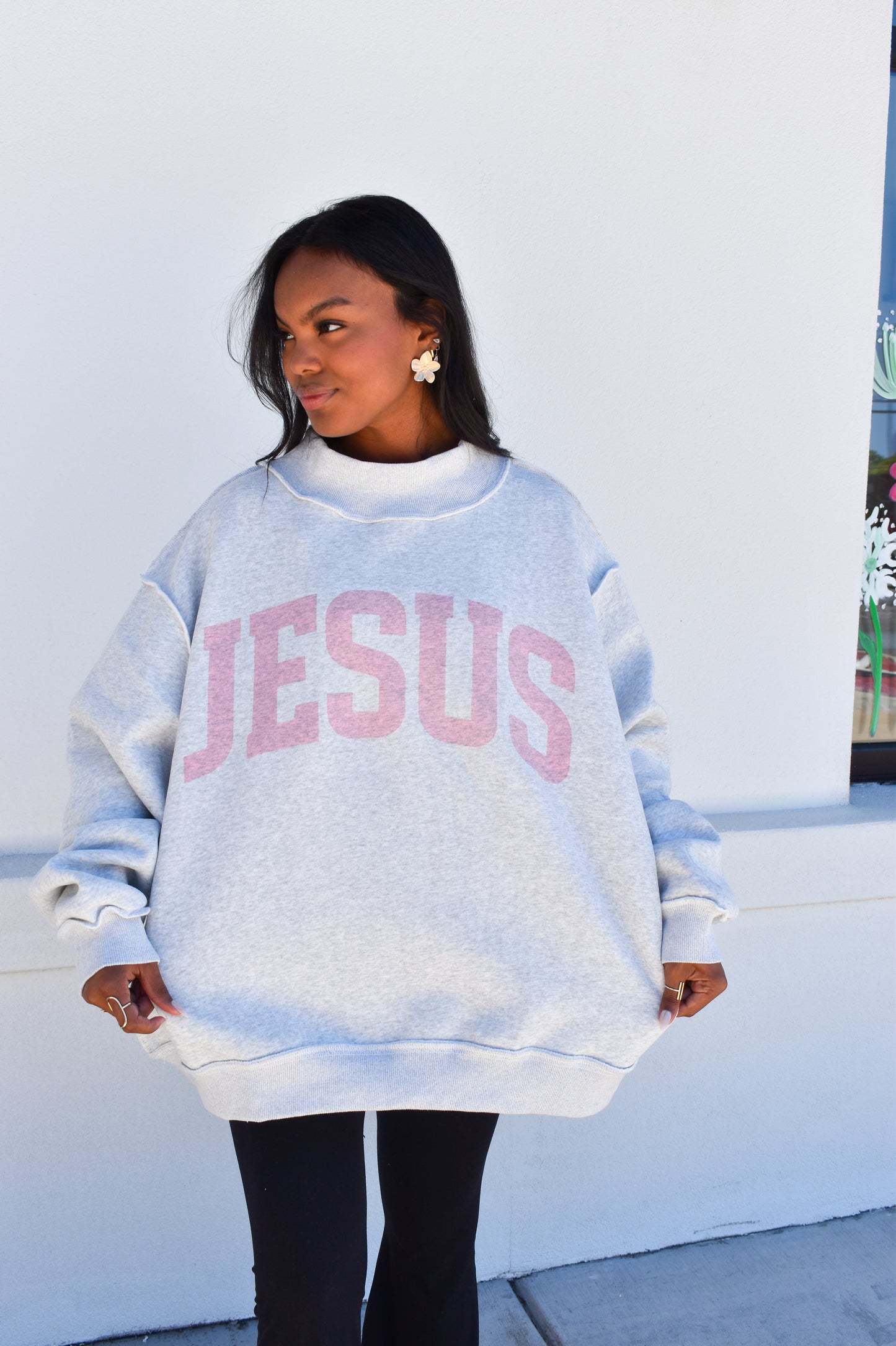 'JESUS & GOD IS GOOD' Reversible Mockneck: Pink