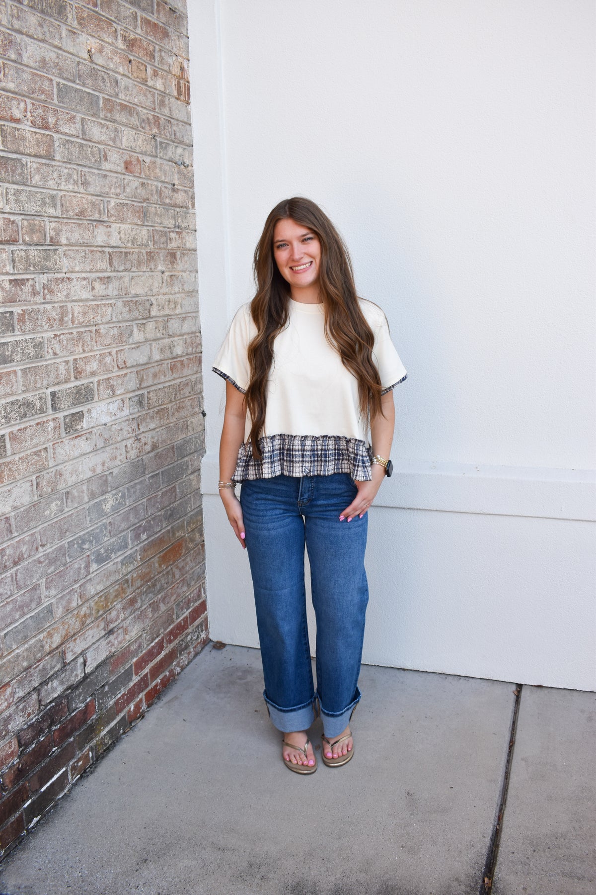 Hadley Plaid Trim Top