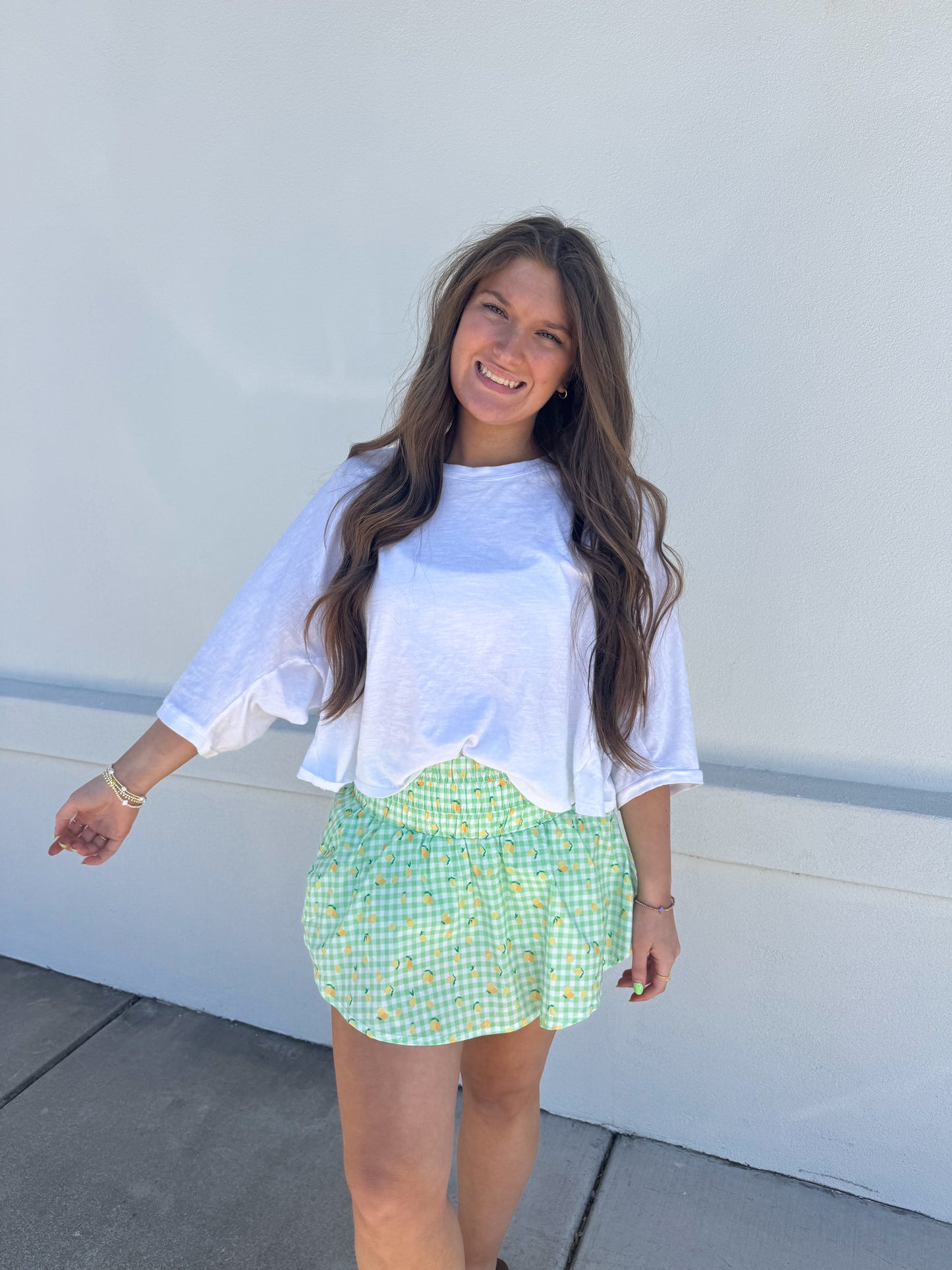 Gingham With Lemon Print Skort