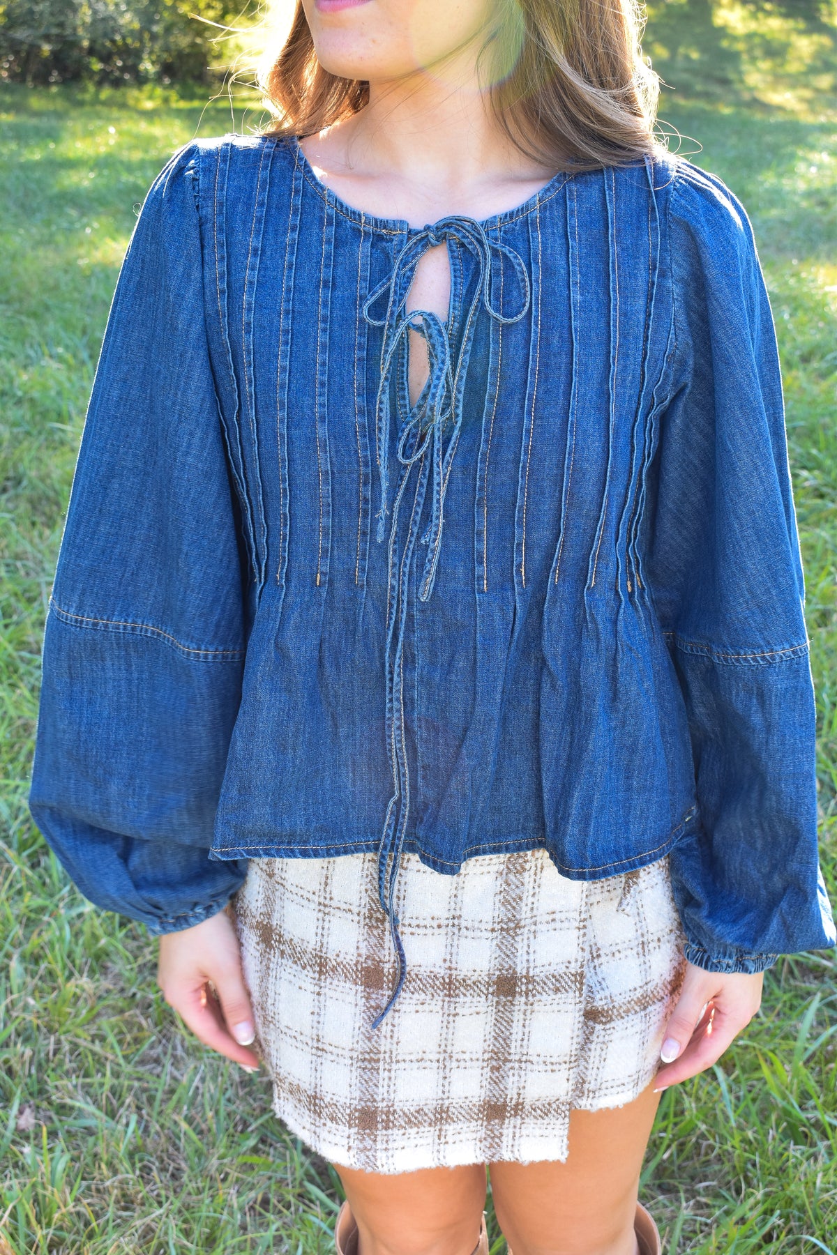 Denim Tie Top