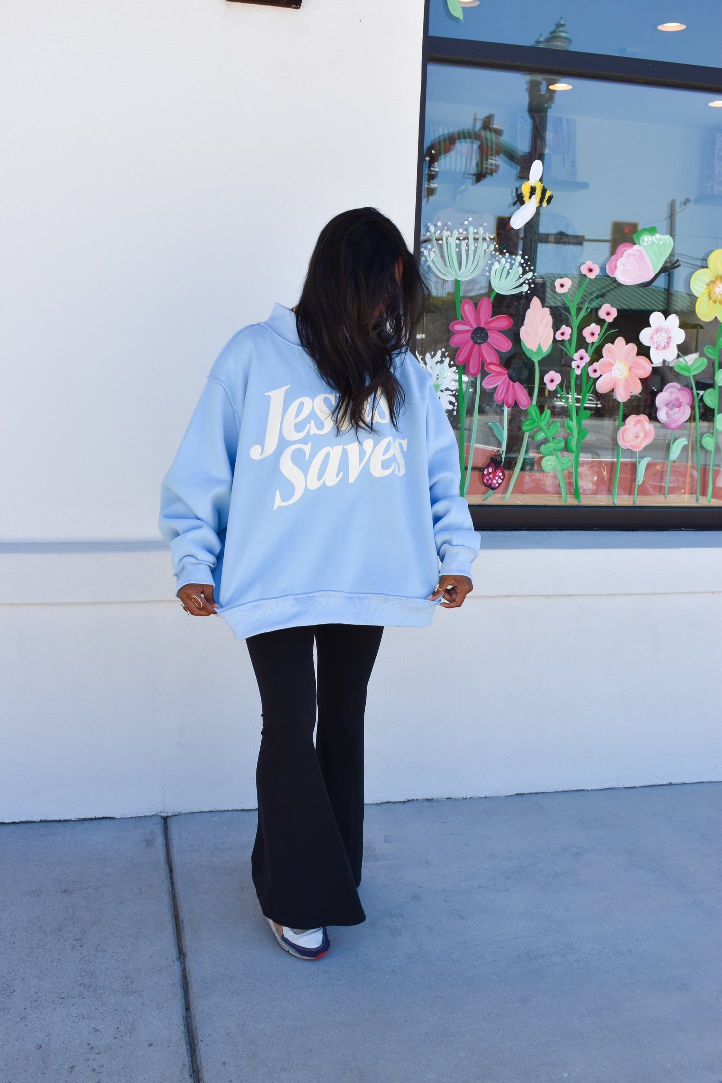 Jesus Saves Puff Letter Mockneck