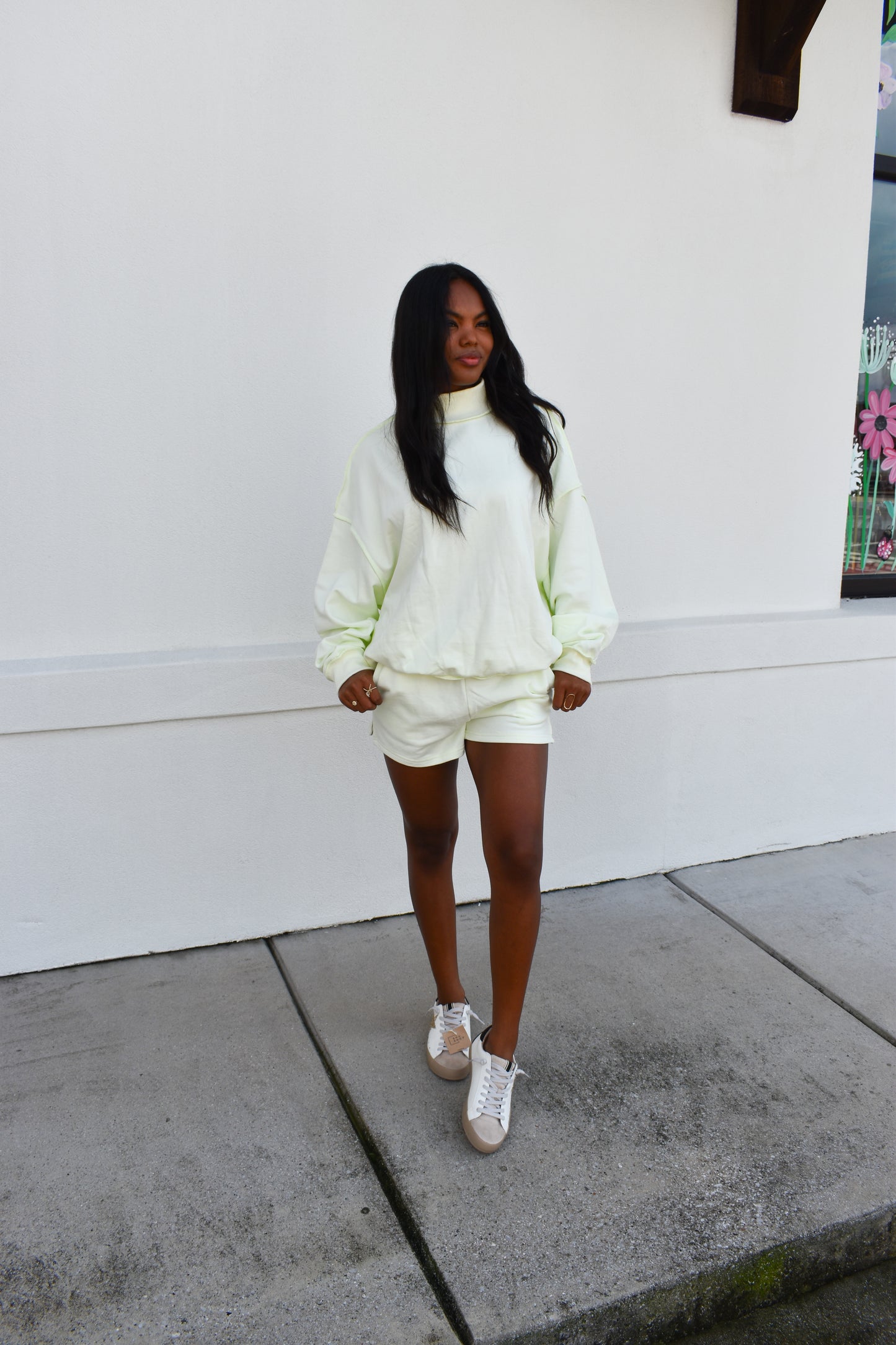 Soft Knit Drop Shoulder Mock Neck