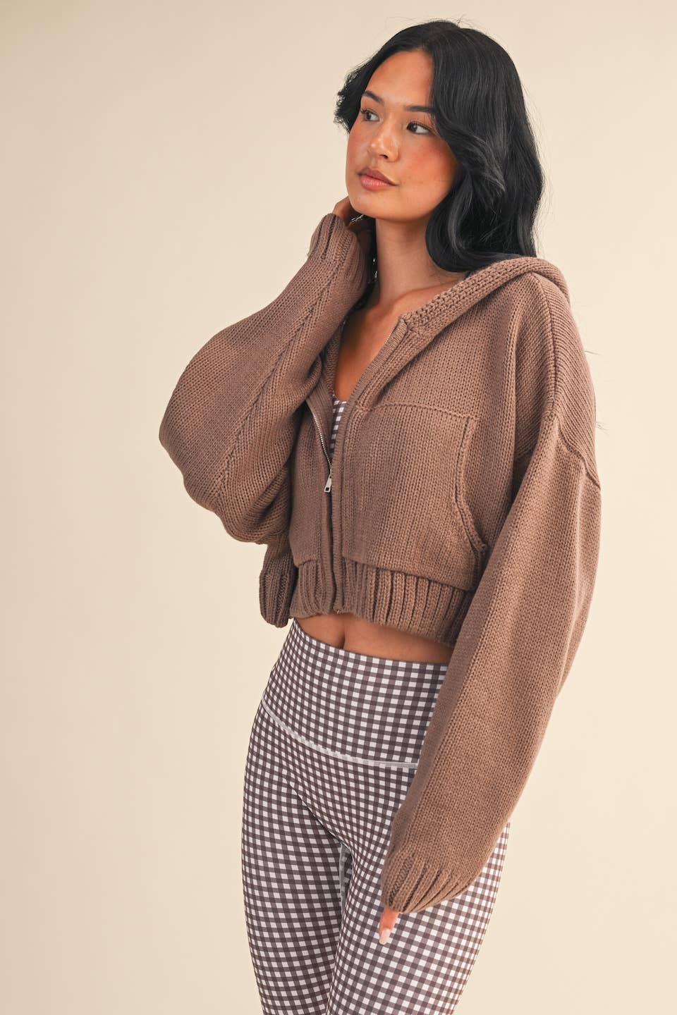 Knit Zip Up Hoodie Sweater