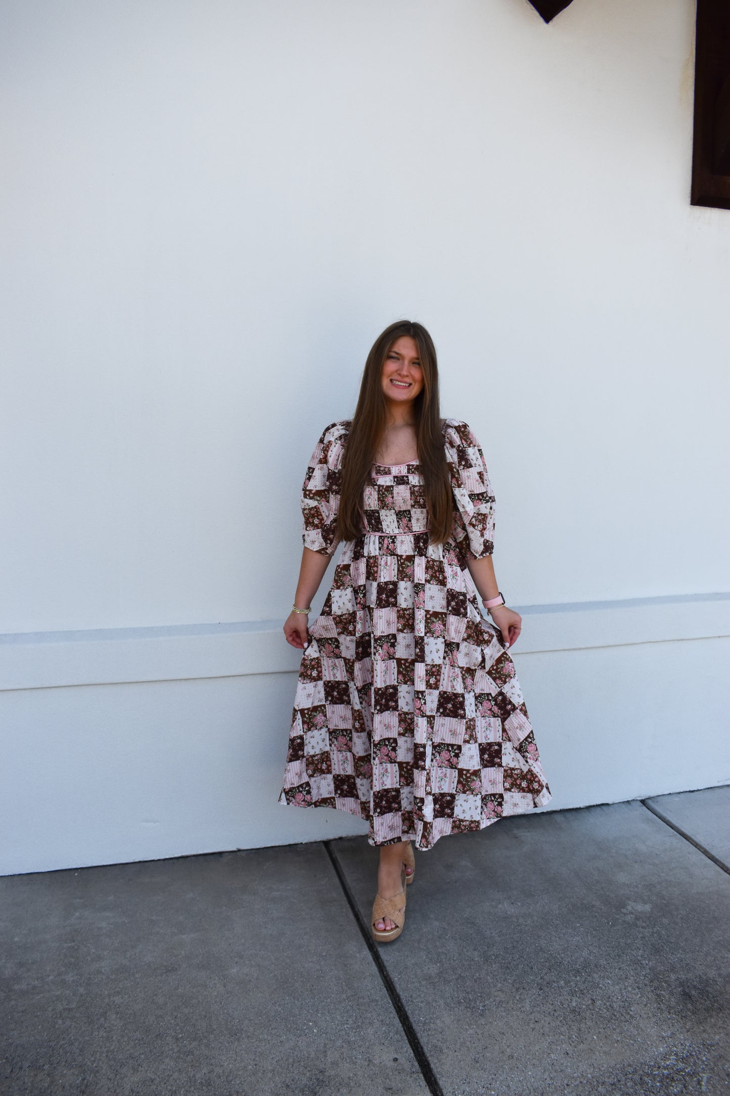 Jessie Floral Maxi Dress W/ Puffy Sleeves