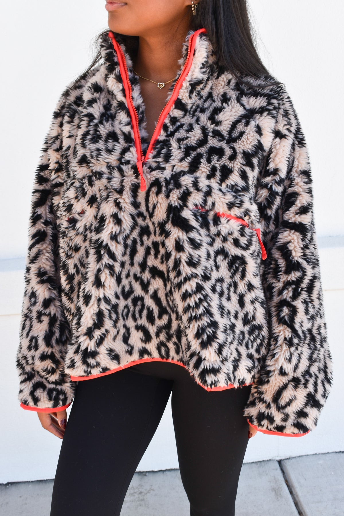 *12/30 PREORDER* Leopard Half Zip Front Pullover Jacket
