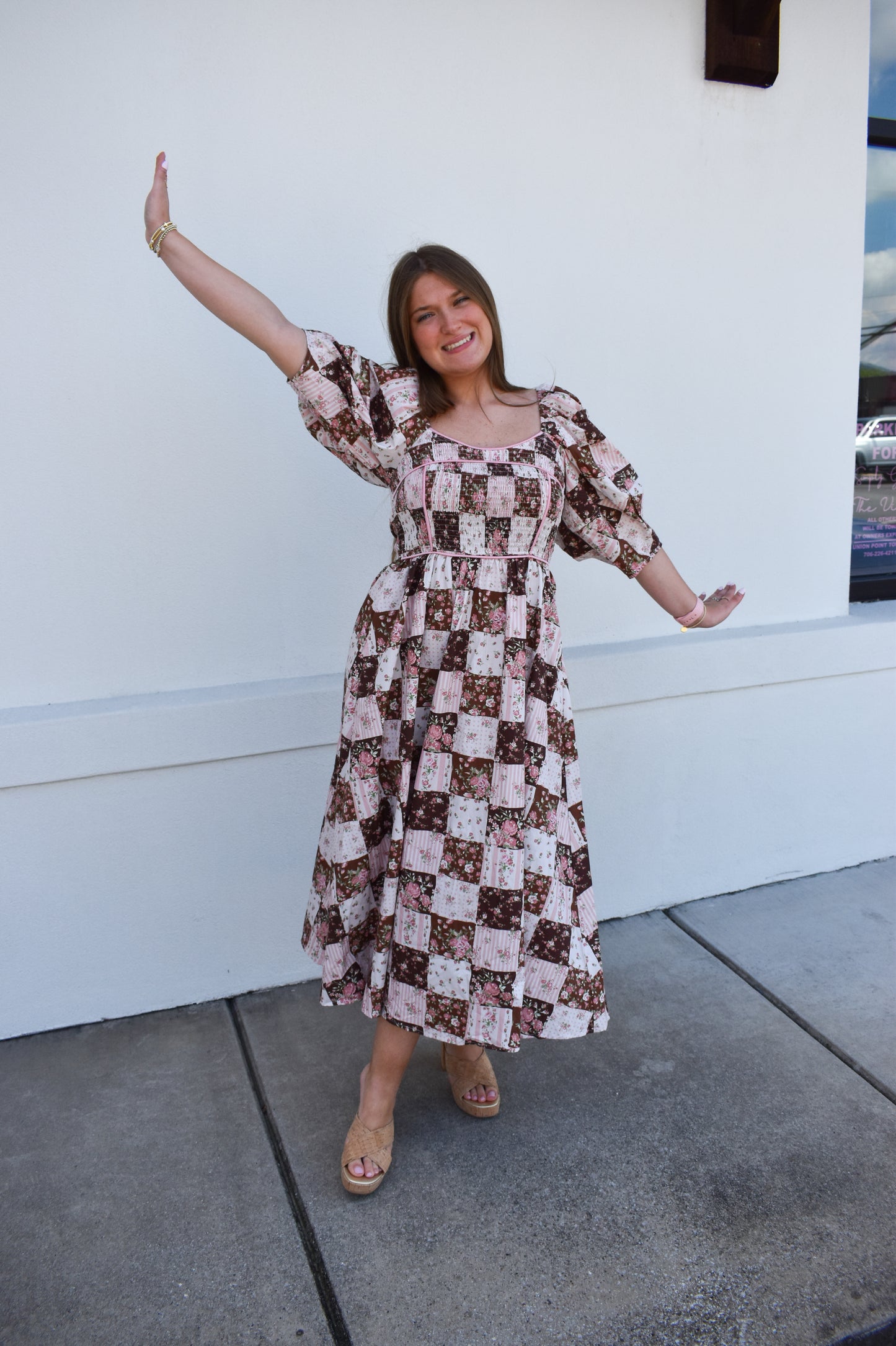 Jessie Floral Maxi Dress W/ Puffy Sleeves