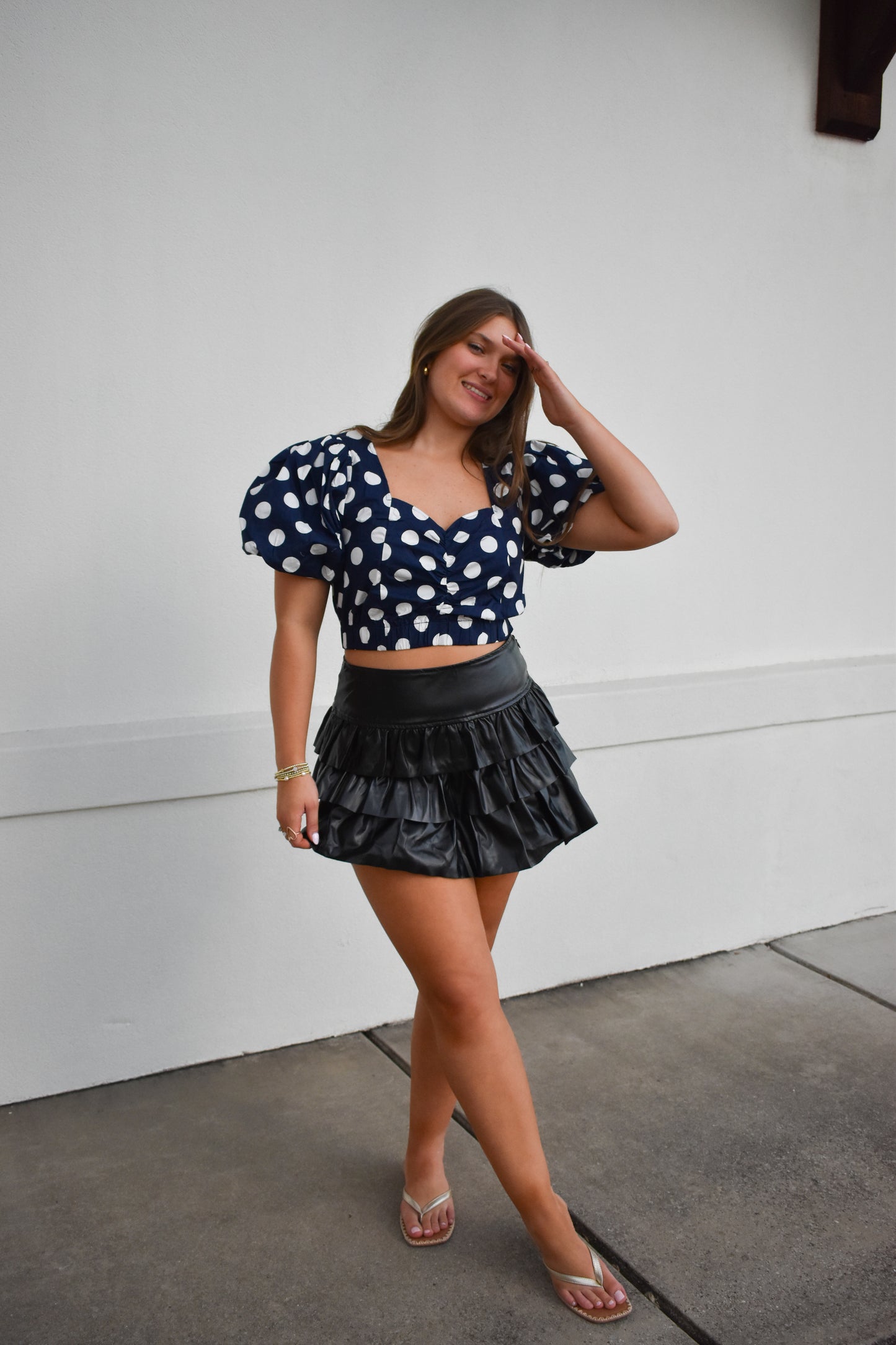 Cropped Polka Dot Bubble Top