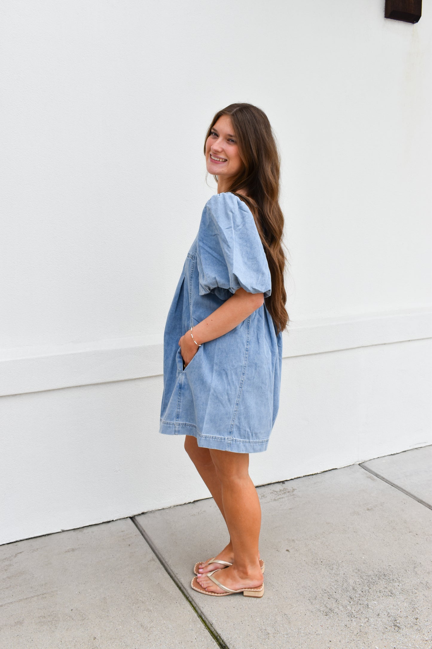 Stitch Detail Denim Bubble Romper