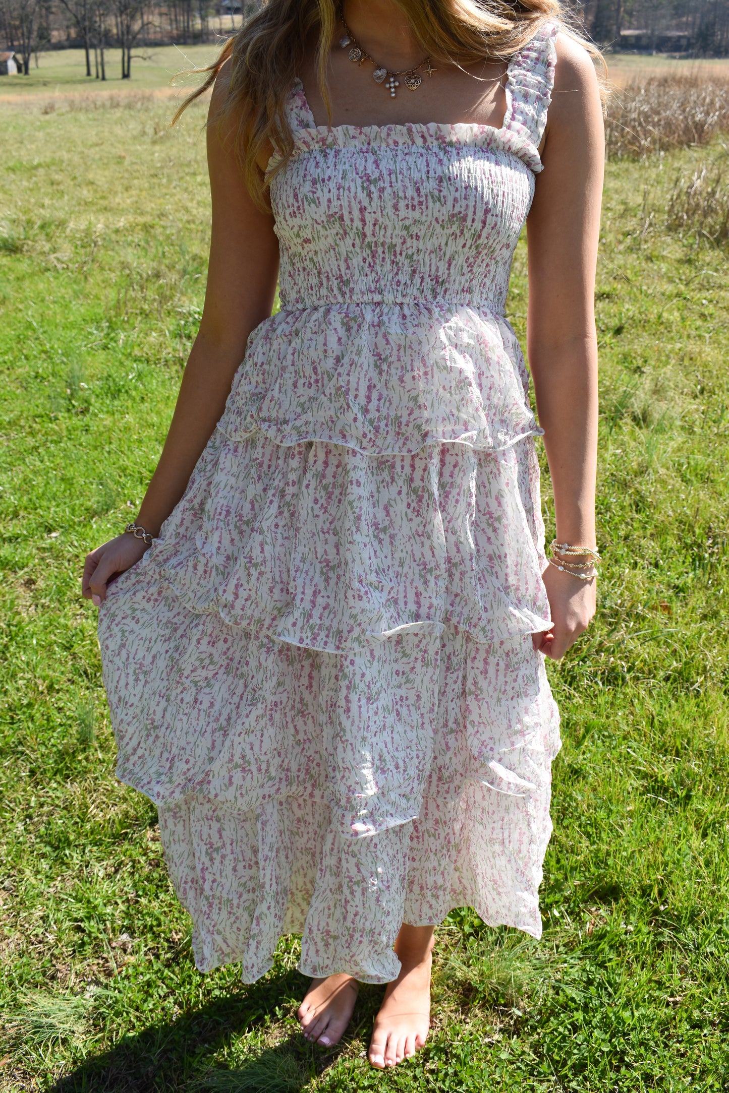 Garden Whirl Tier Midi Dress