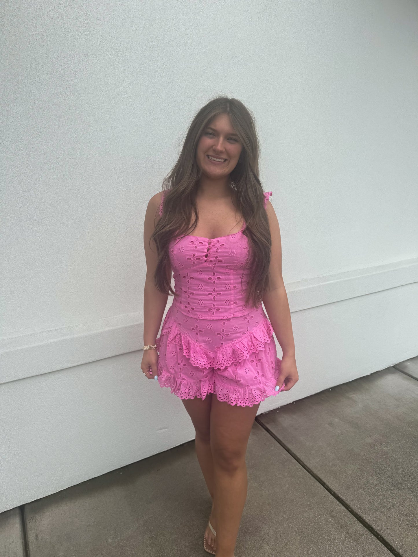 Lizzie Eyelet Cap Sleeve Top