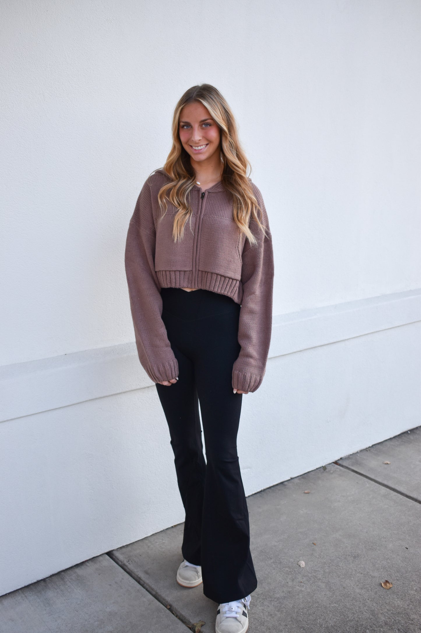 Knit Zip Up Hoodie Sweater