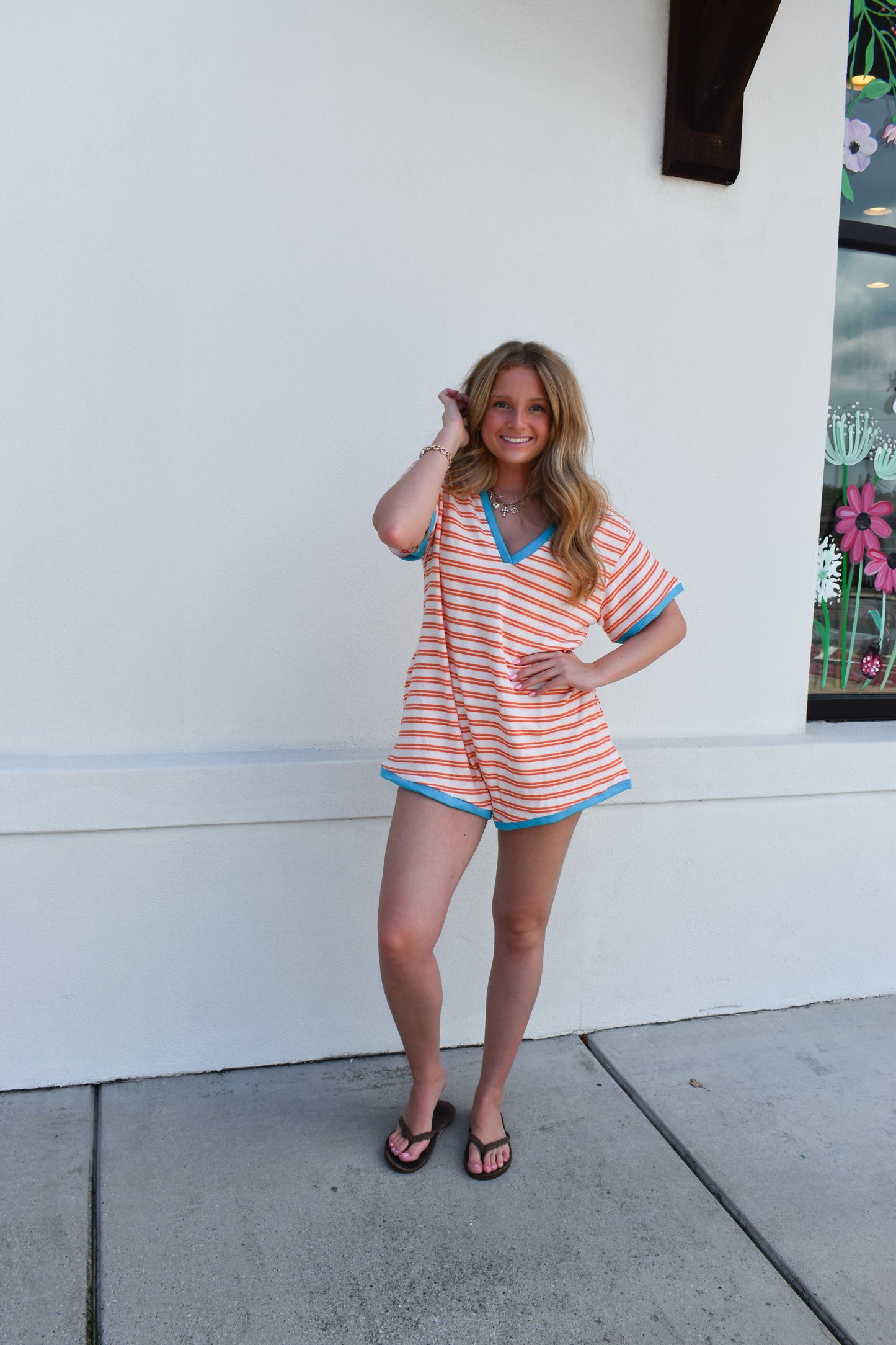 Striped Terry Knit Romper