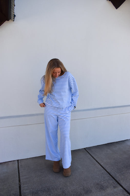 Lounge Stripe Pants: Light Blue
