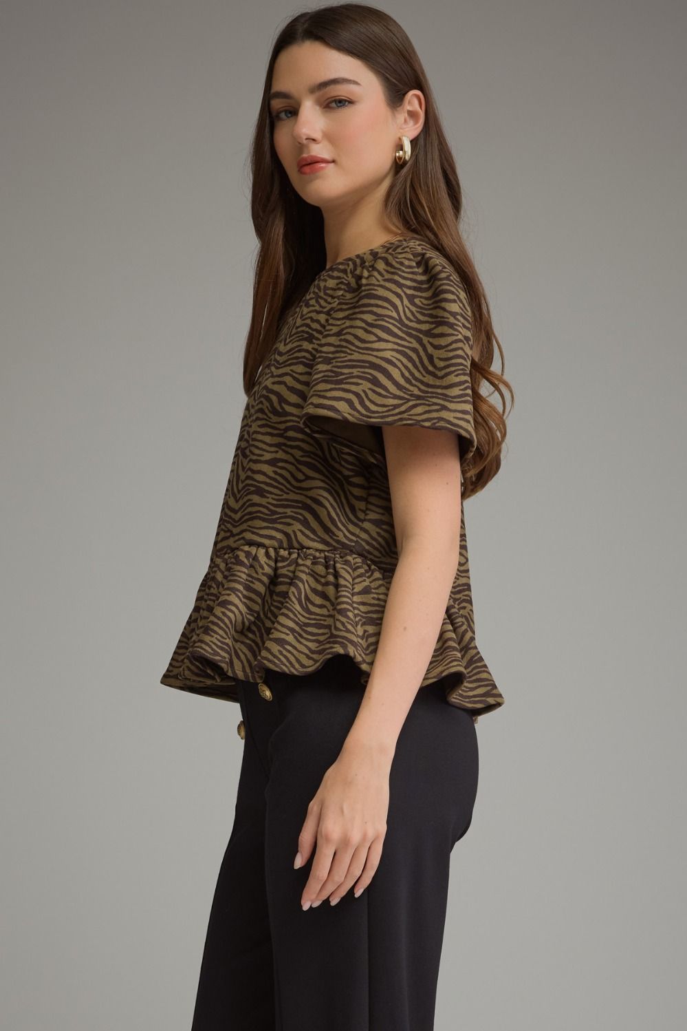 Zebra Social Peplum Top