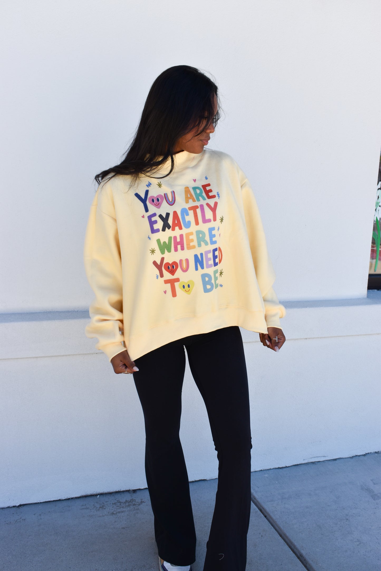 "Life is Good' Reversible Crop Mockneck
