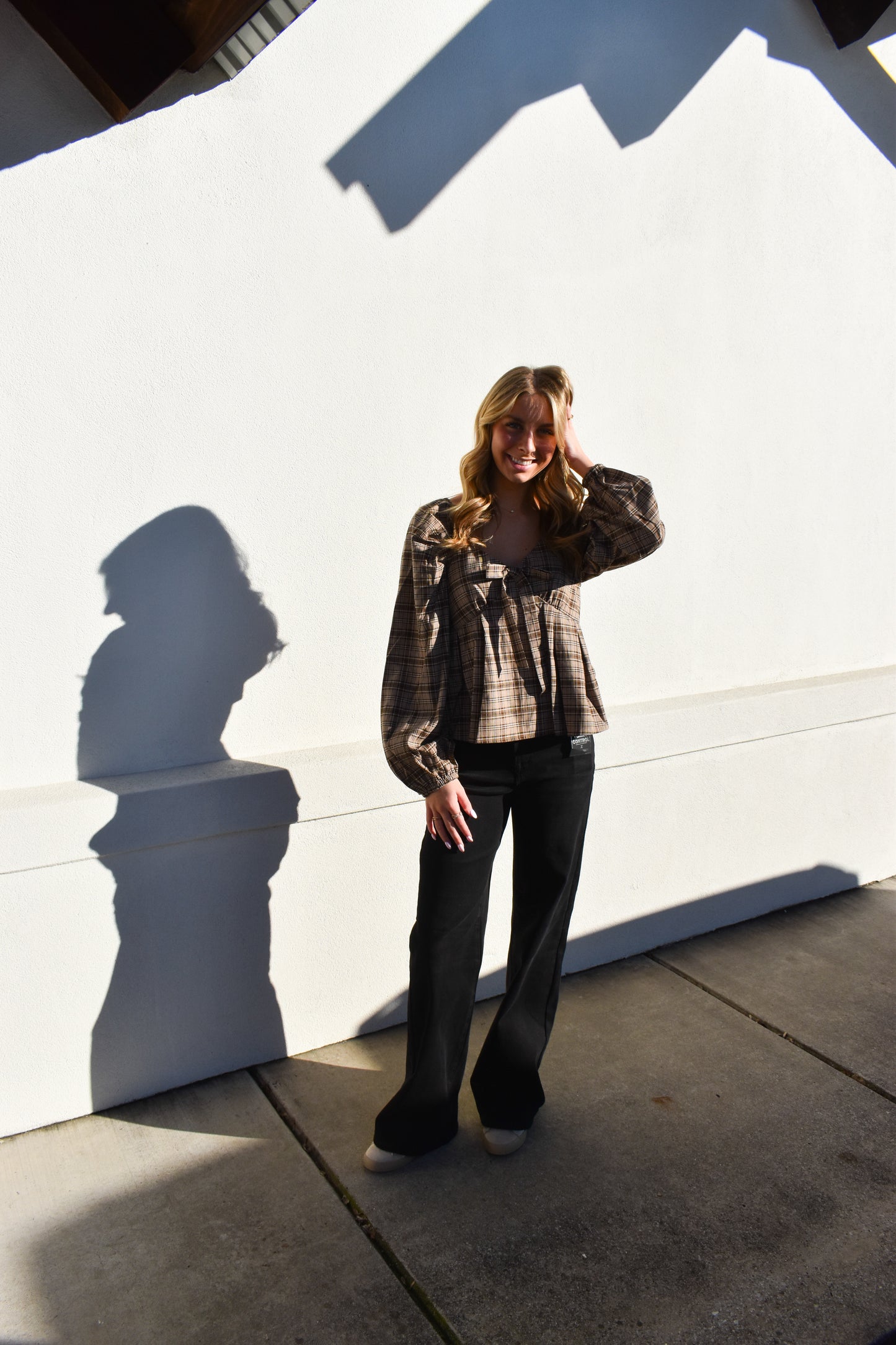 Preppy Twist Plaid Blouse