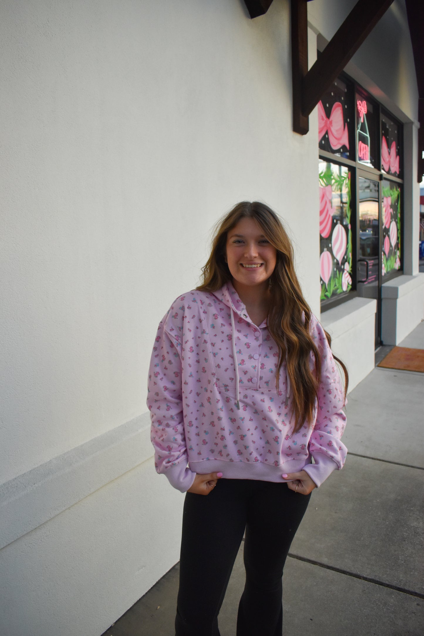 Floral Print Detail Hoodie