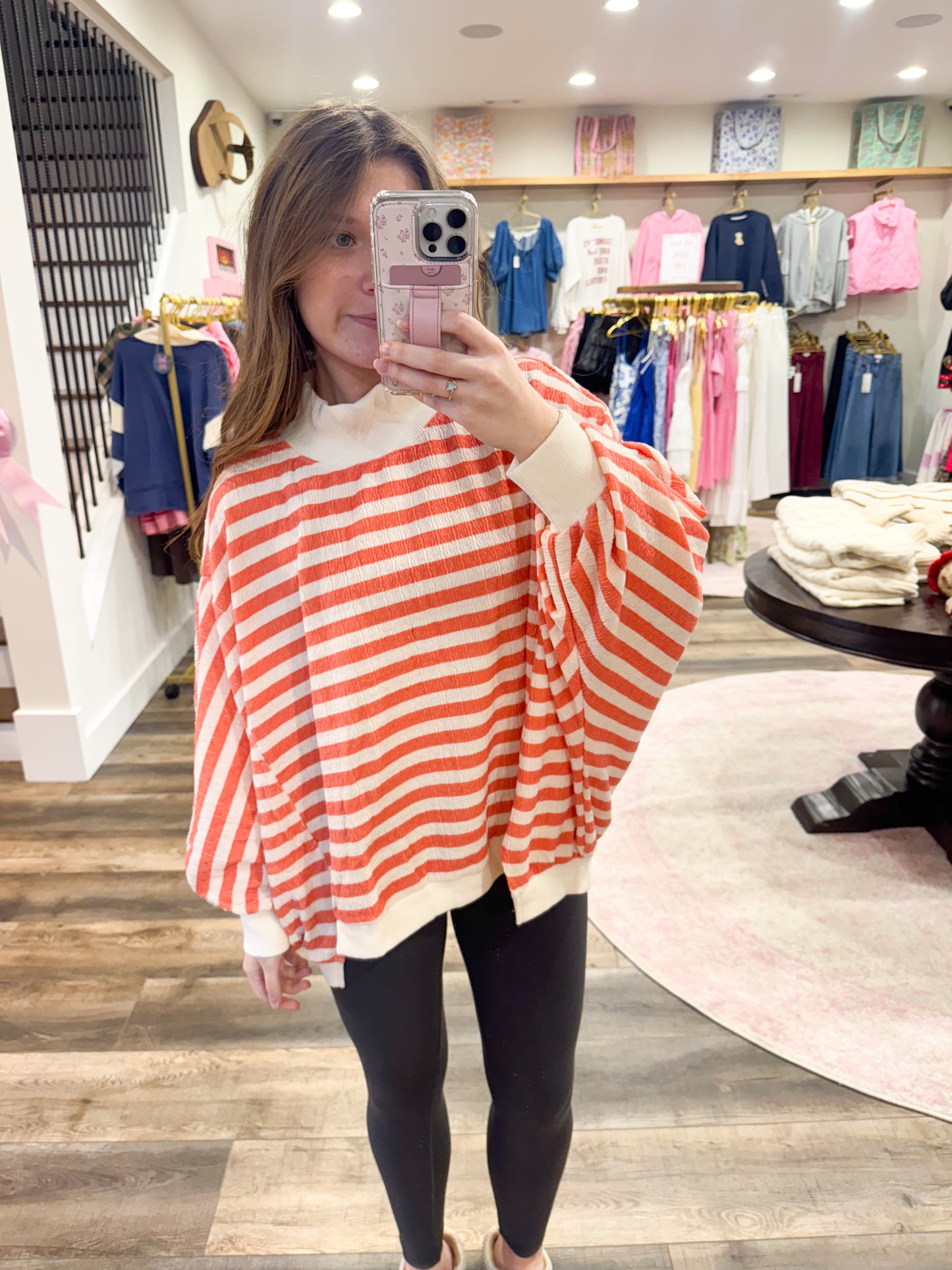 Stripe Oversized Mockneck