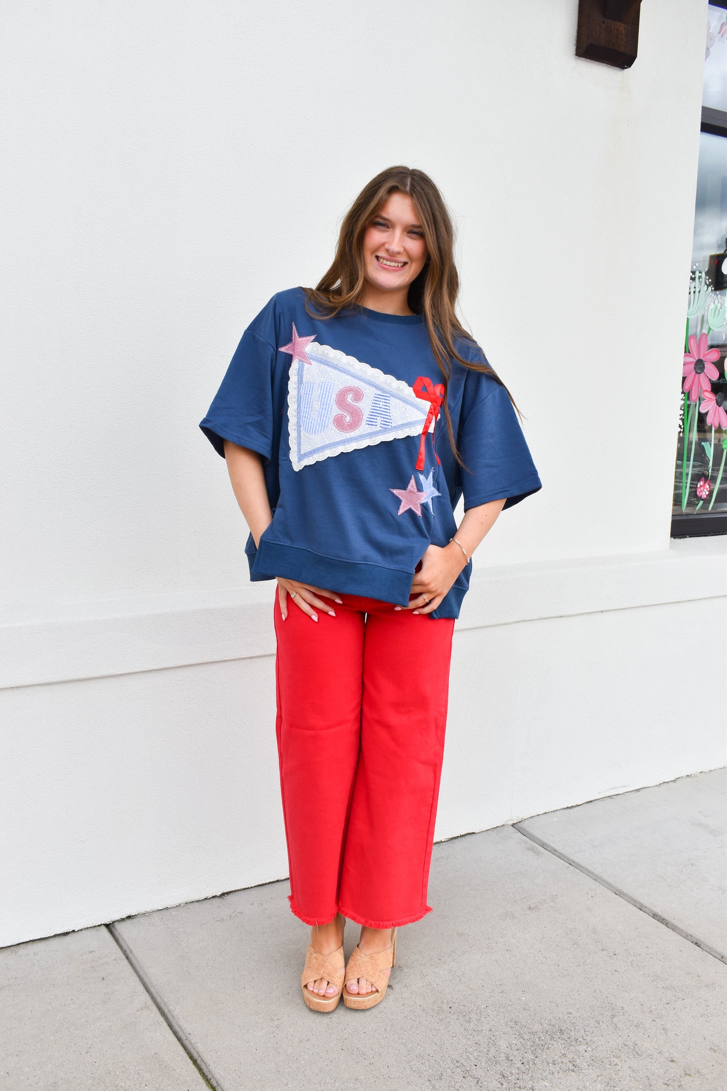 USA Lace Ribbon Sweatshirt