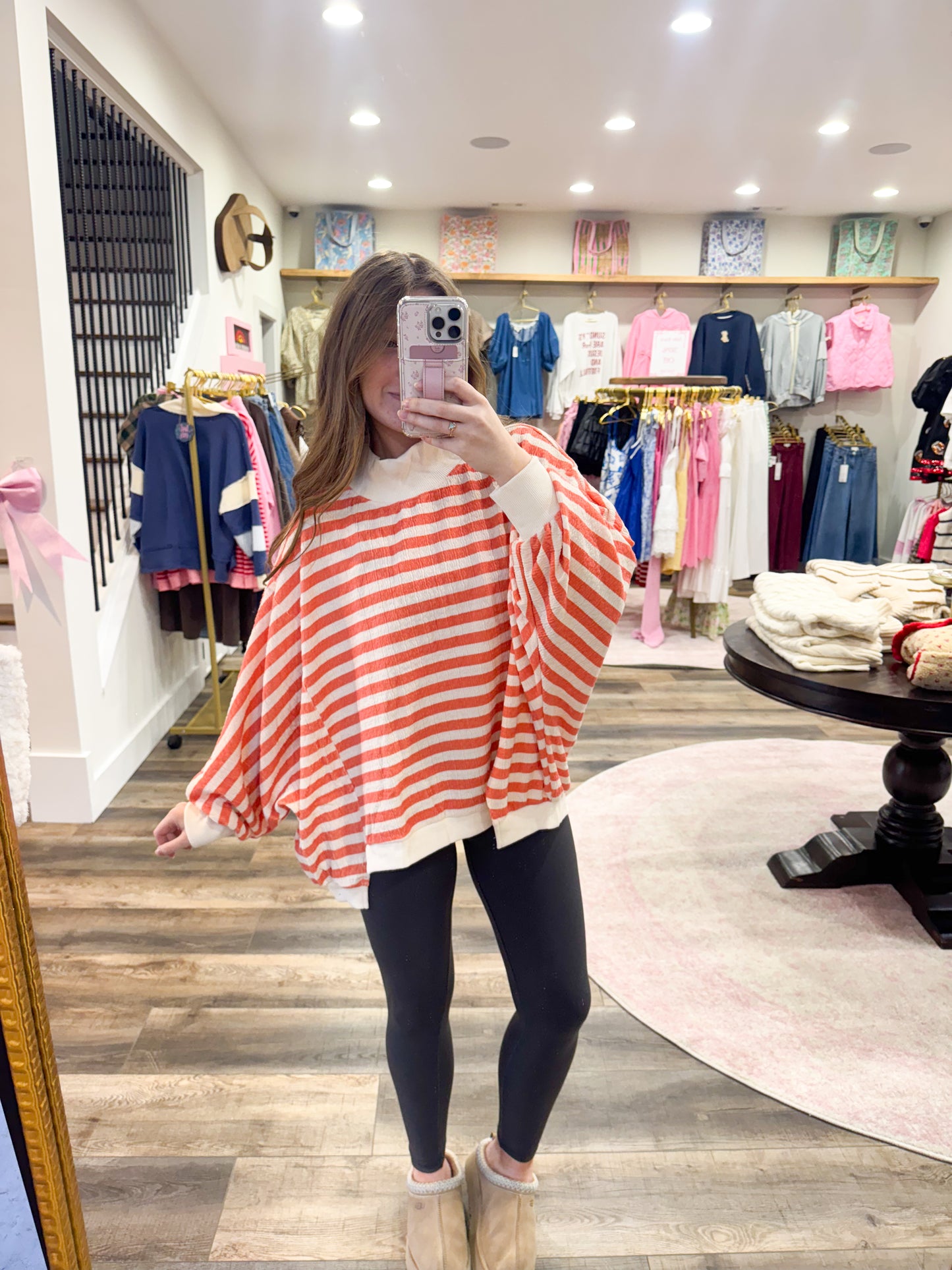 Stripe Oversized Mockneck
