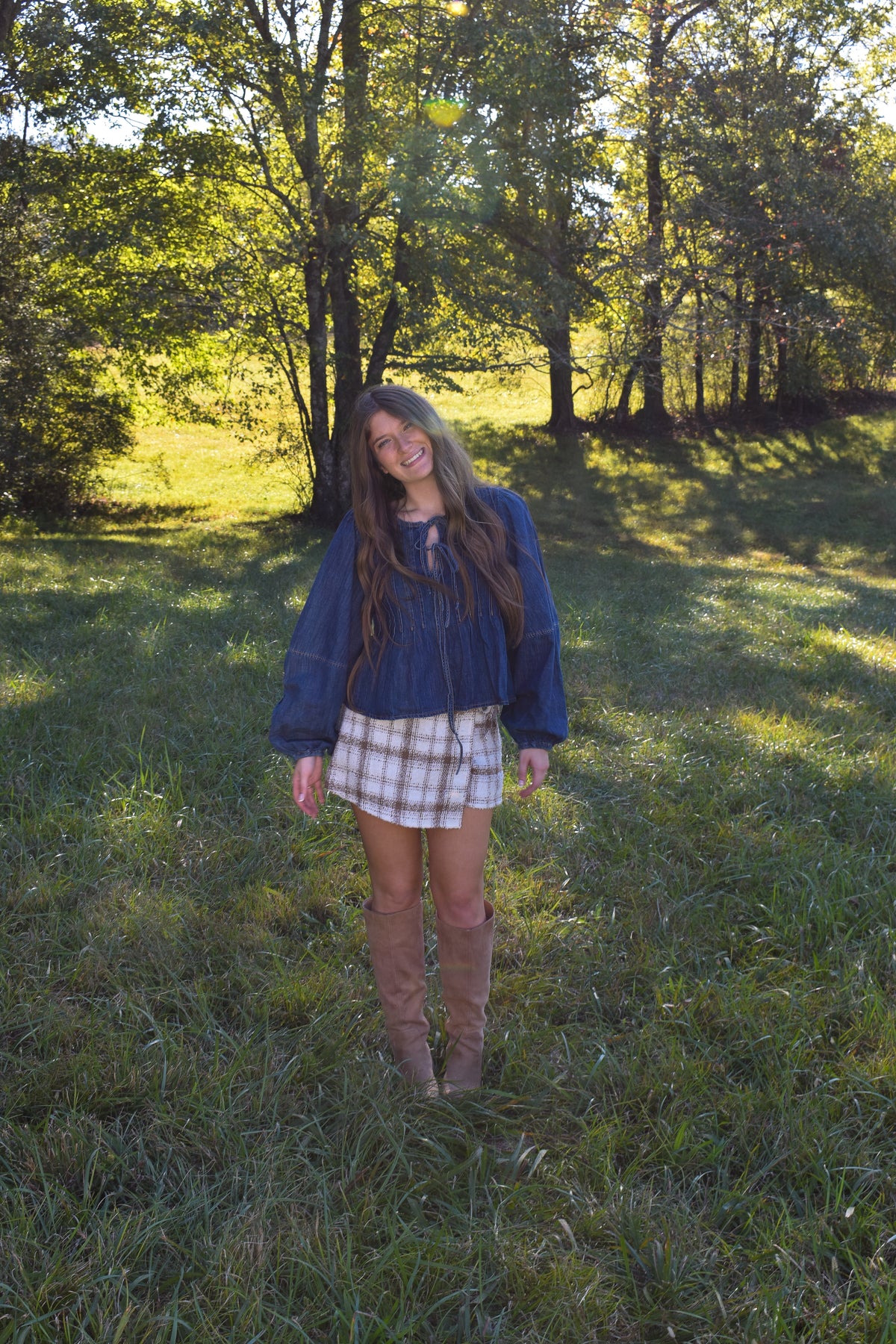 Denim Tie Top