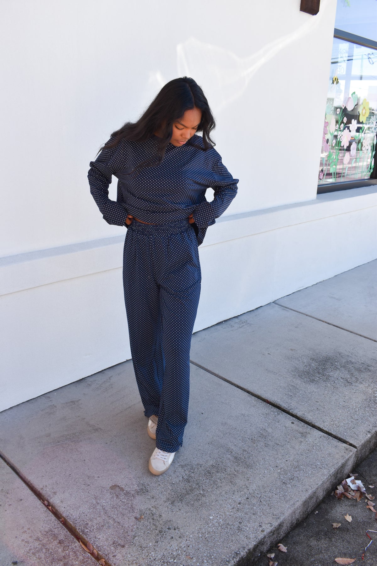 Navy Blue Polka Dot Loungewear Pants