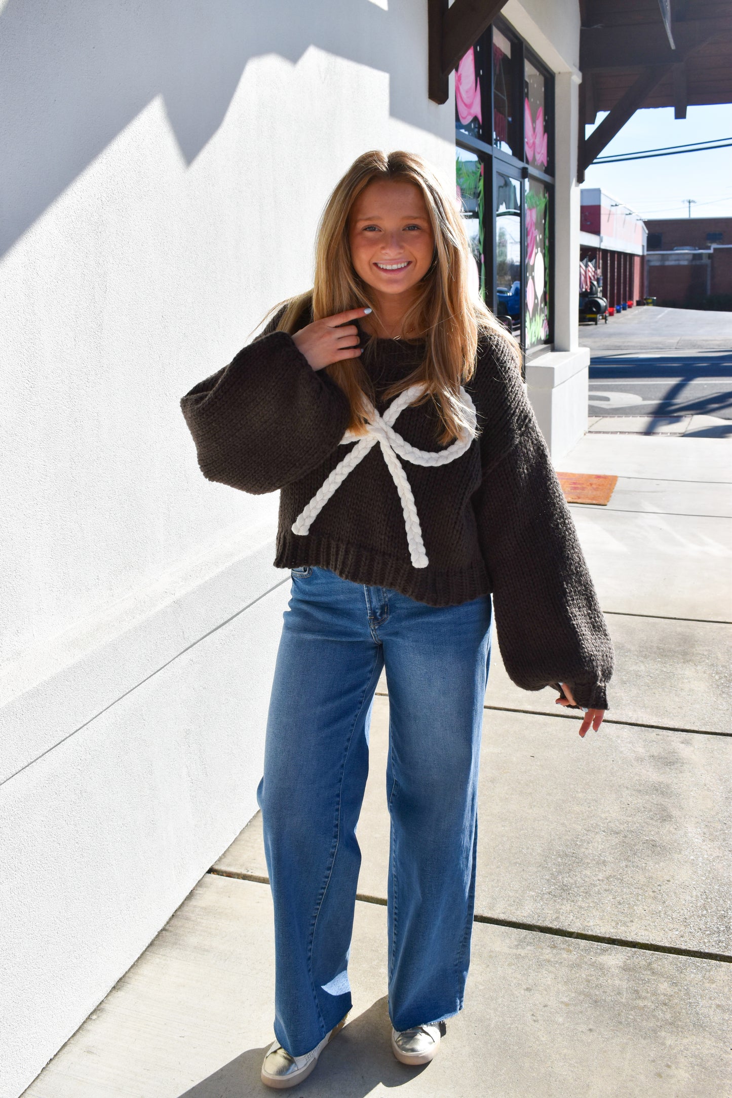 Ribbon Knitted Bow Sweater