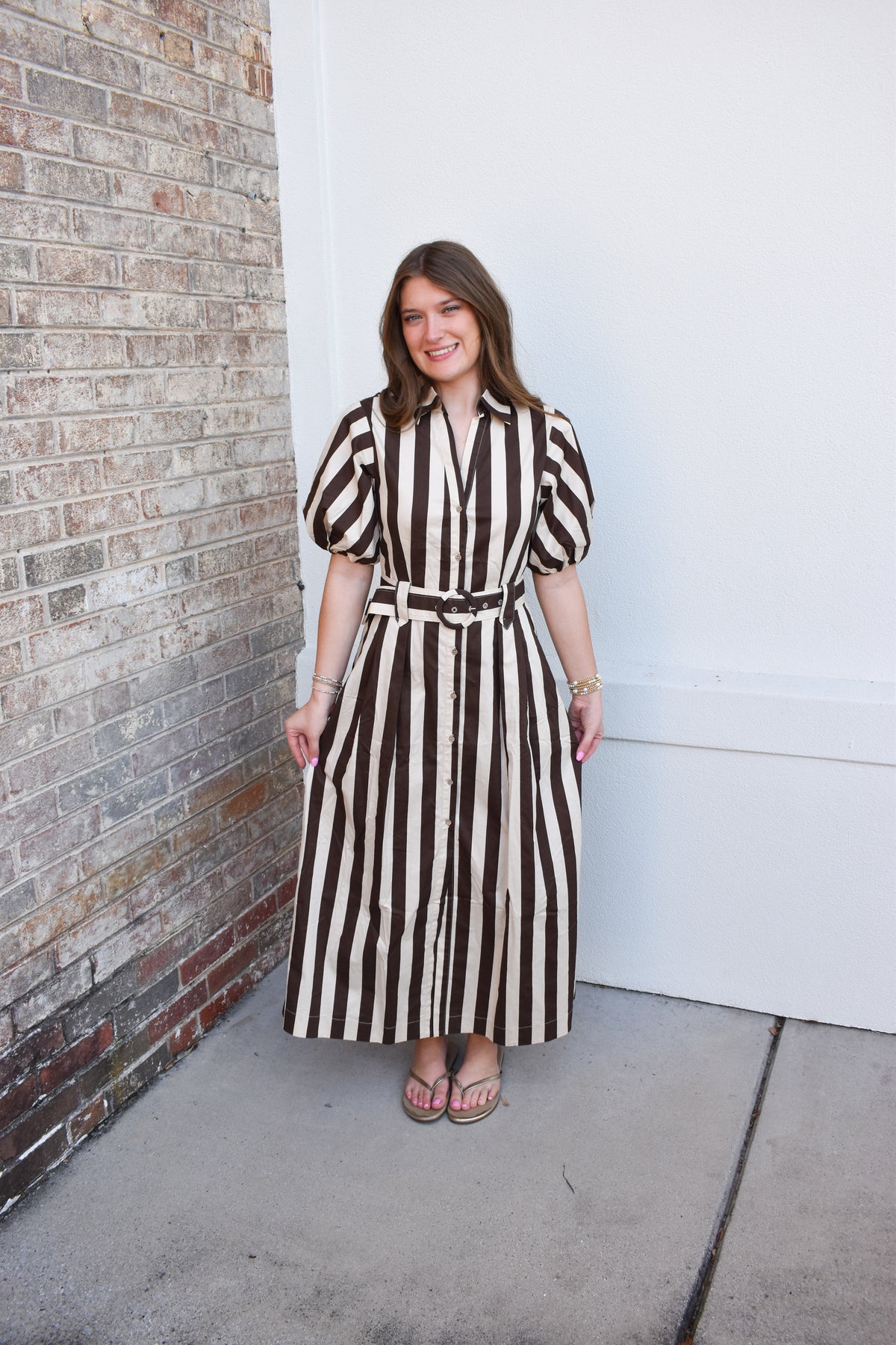 Cora Belted Stripe Maxi Dress