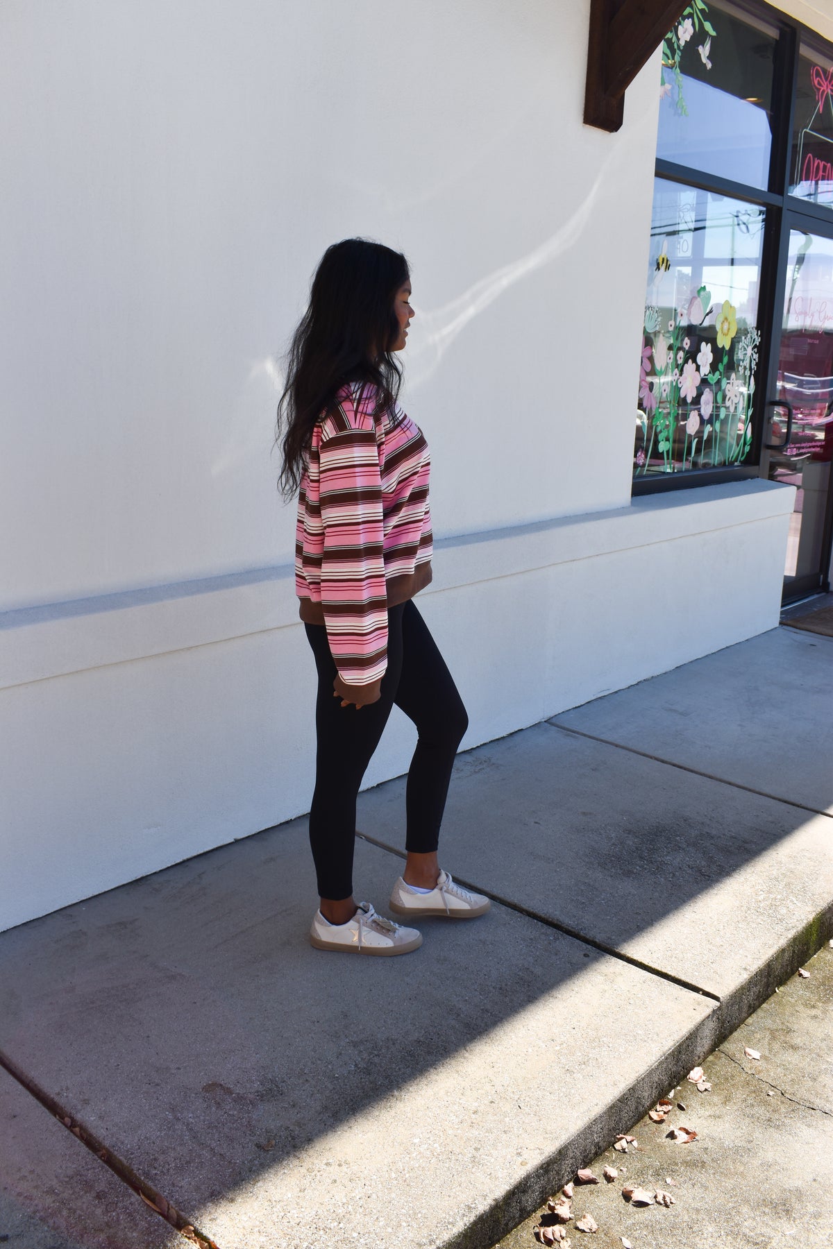 Striped Mockneck: Pink/Brown