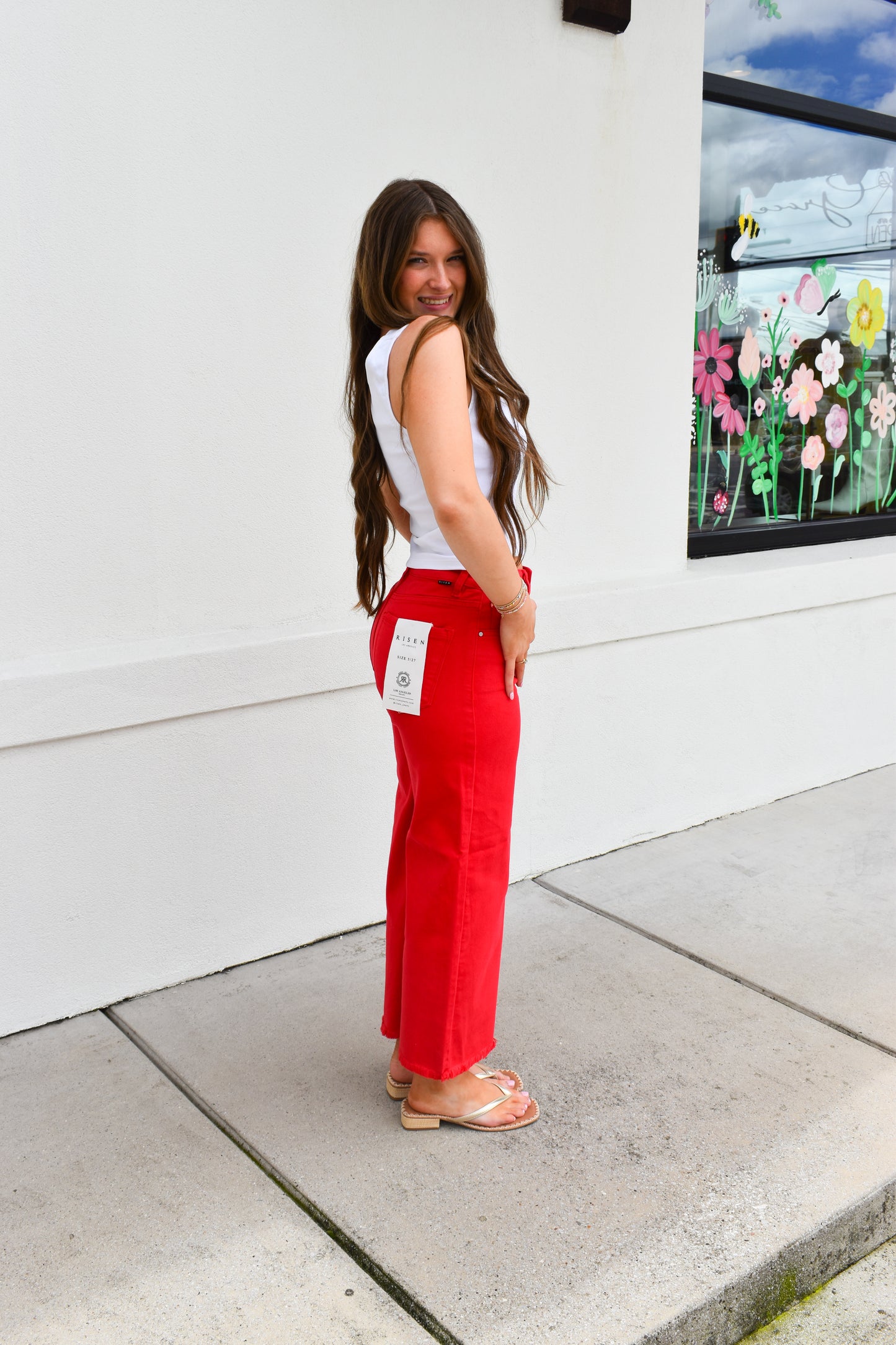 Staple Red High Rise Crop Pants