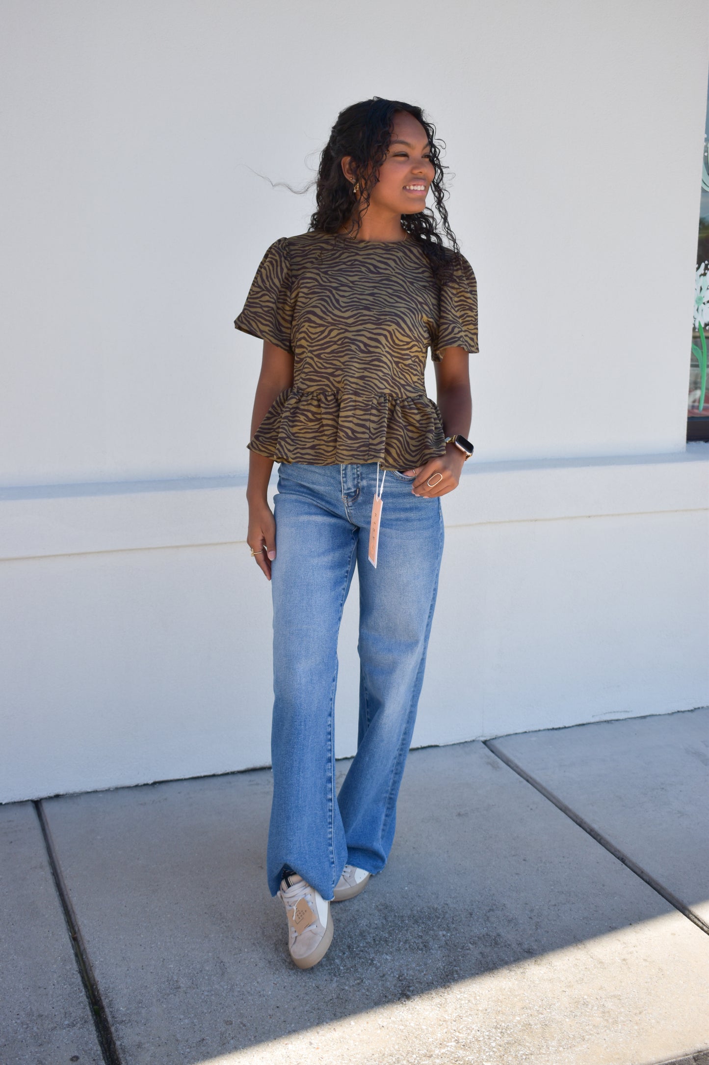 Zebra Social Peplum Top