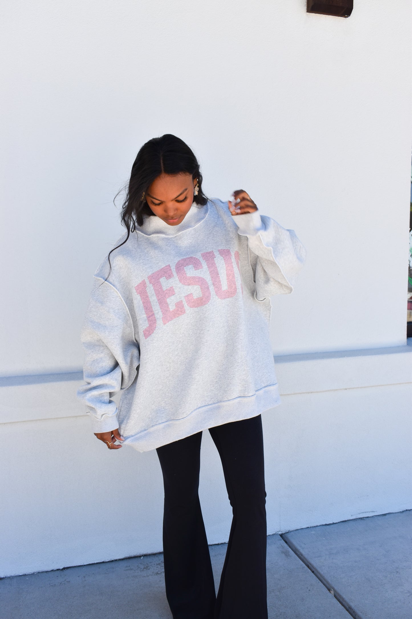 'JESUS & GOD IS GOOD' Reversible Mockneck: Pink