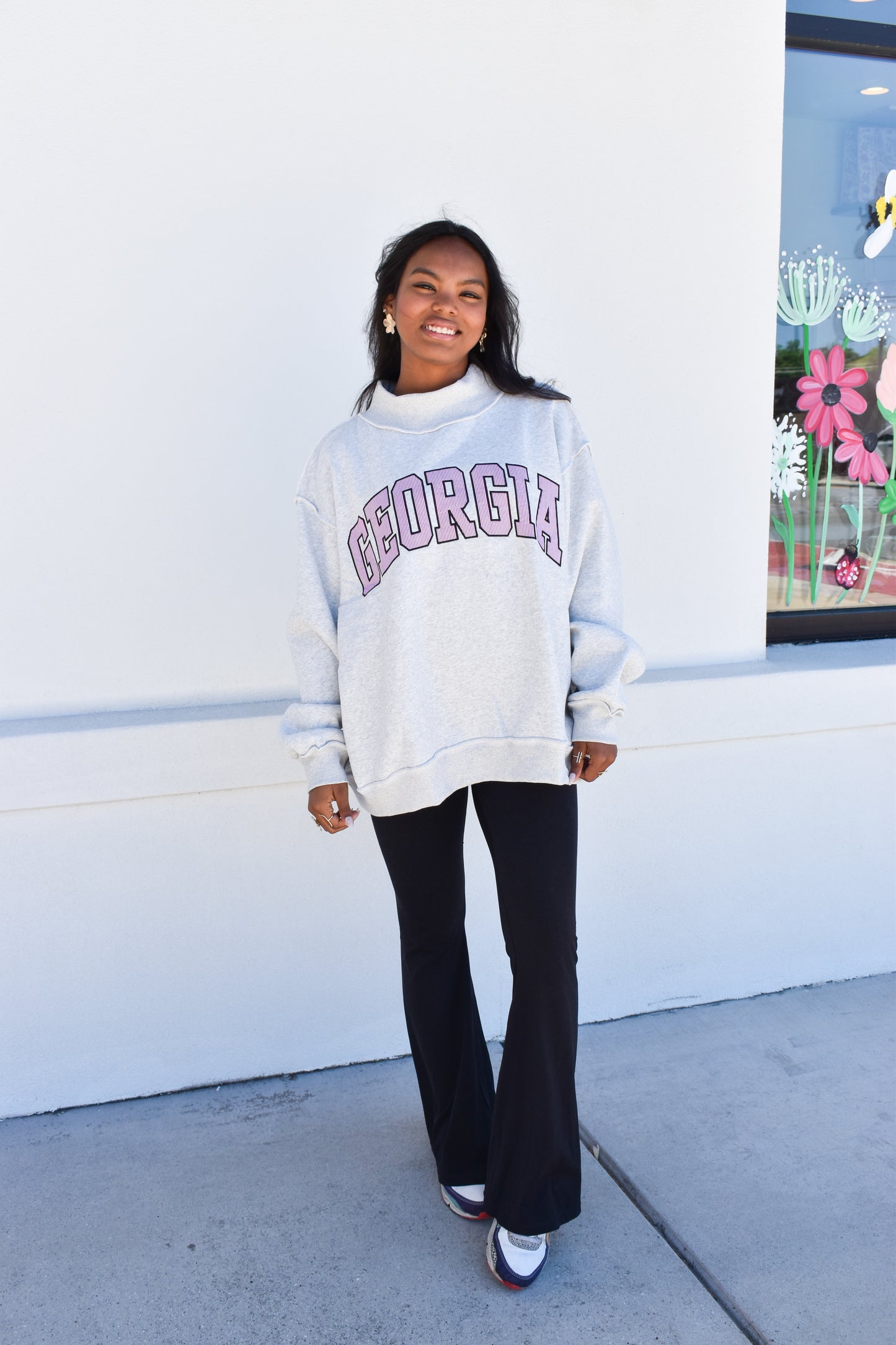 Embroidered Georgia Stripe Mockneck