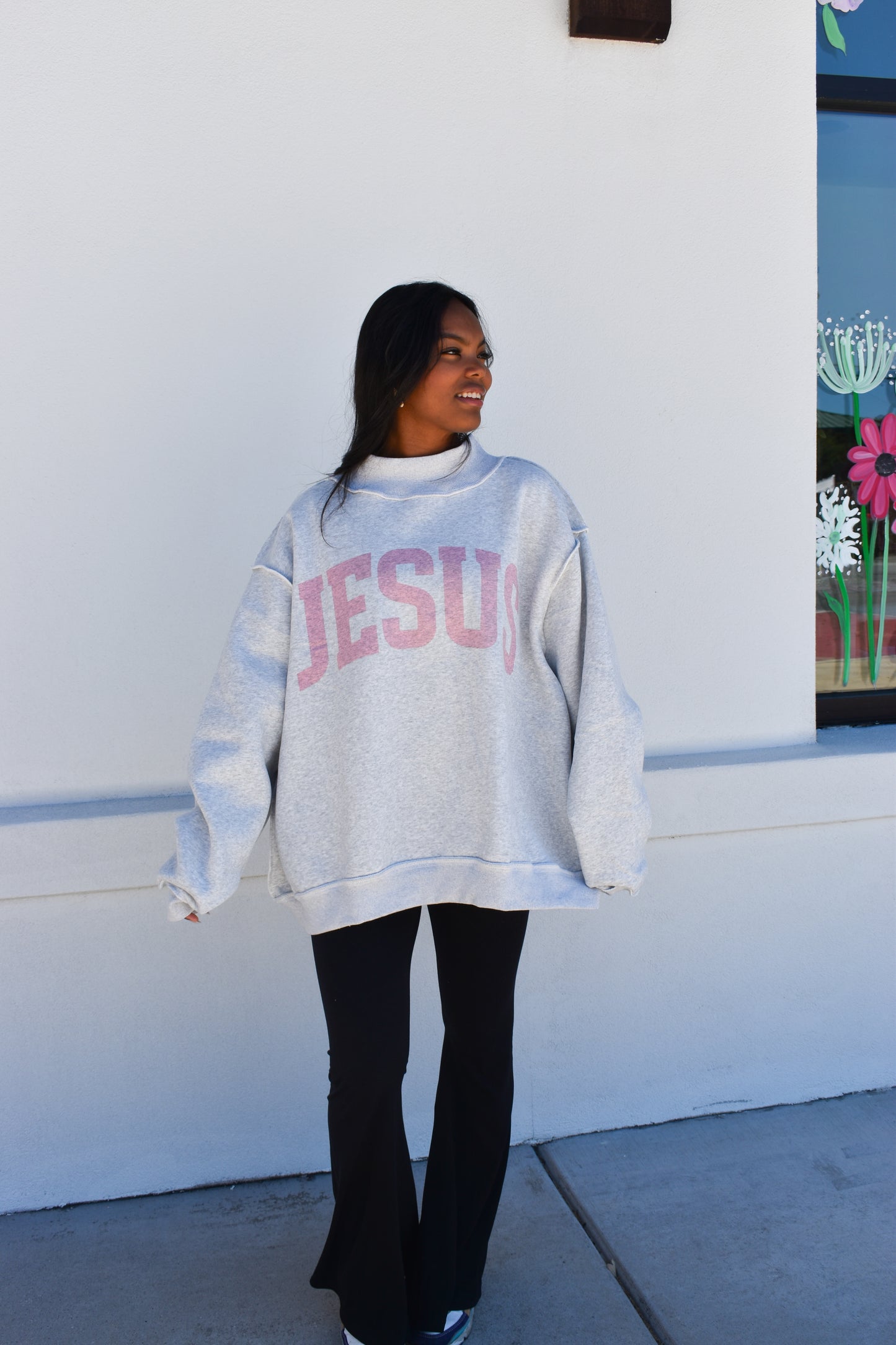 'JESUS & GOD IS GOOD' Reversible Mockneck: Pink