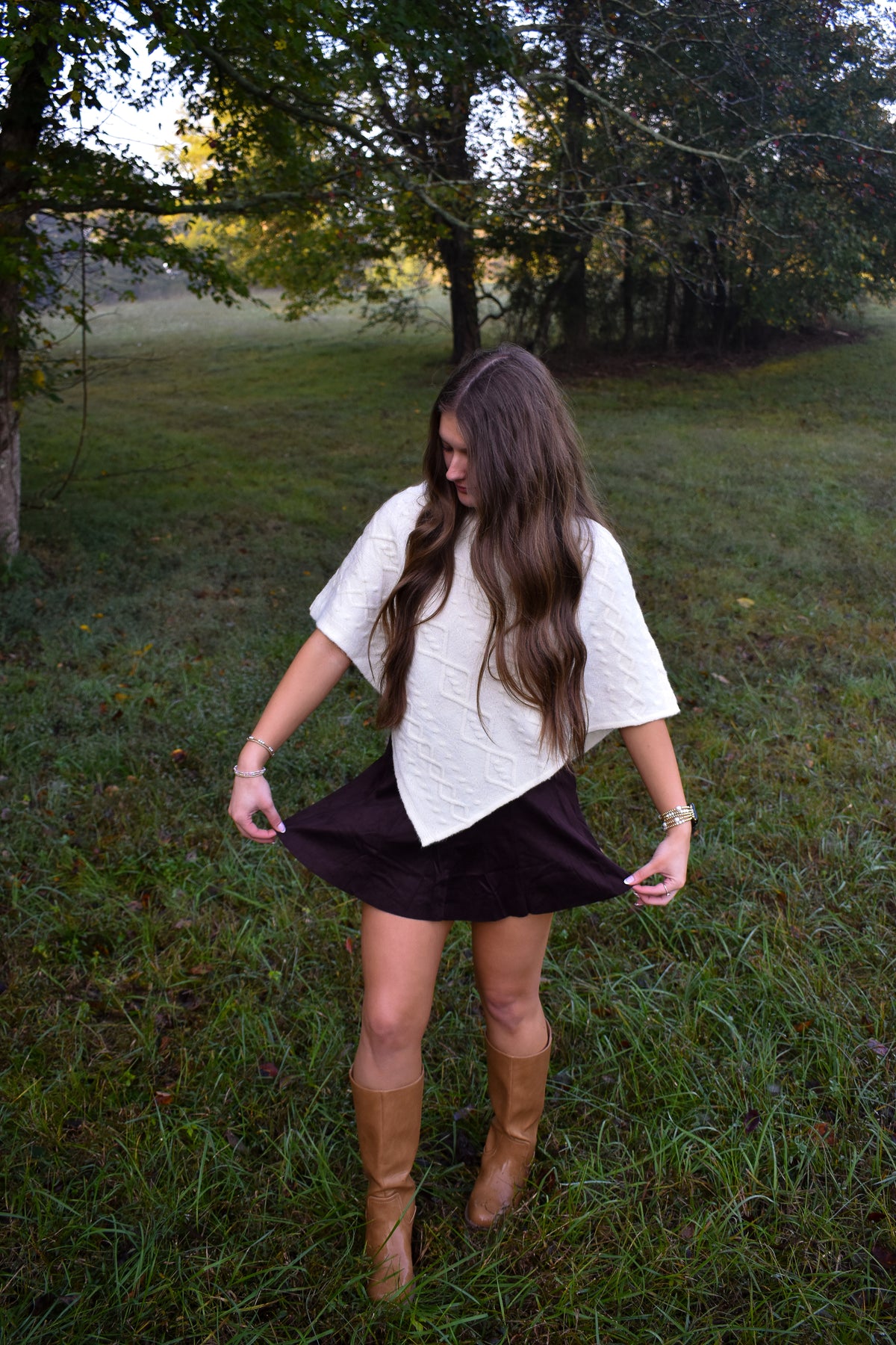 High-Waist Paneled Flare Mini Skirt