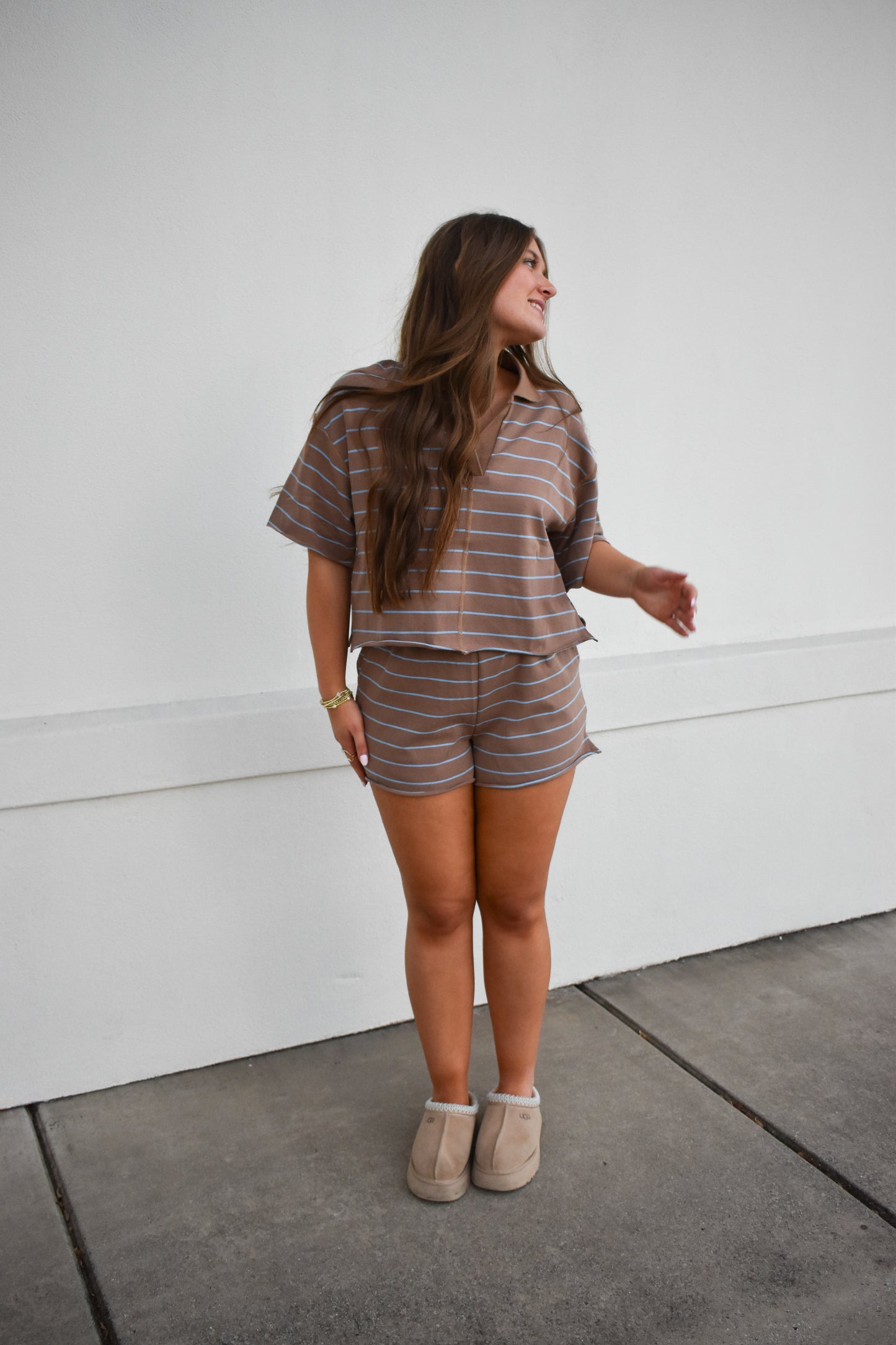 Striped Knit Shorts & Top Set