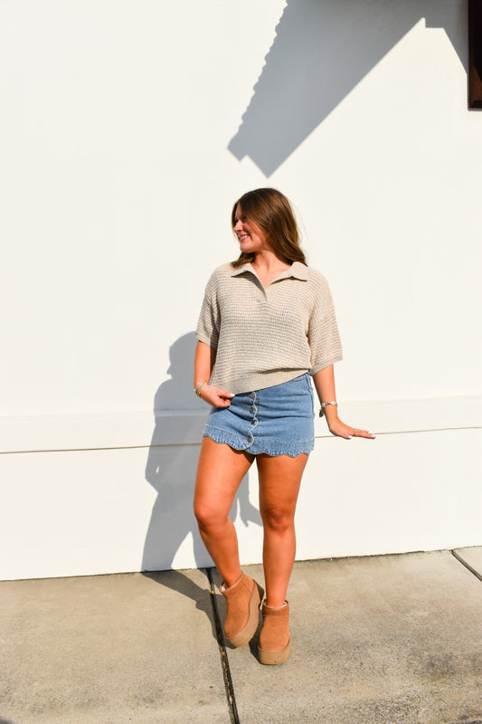 Rowan Collared Knitted Top