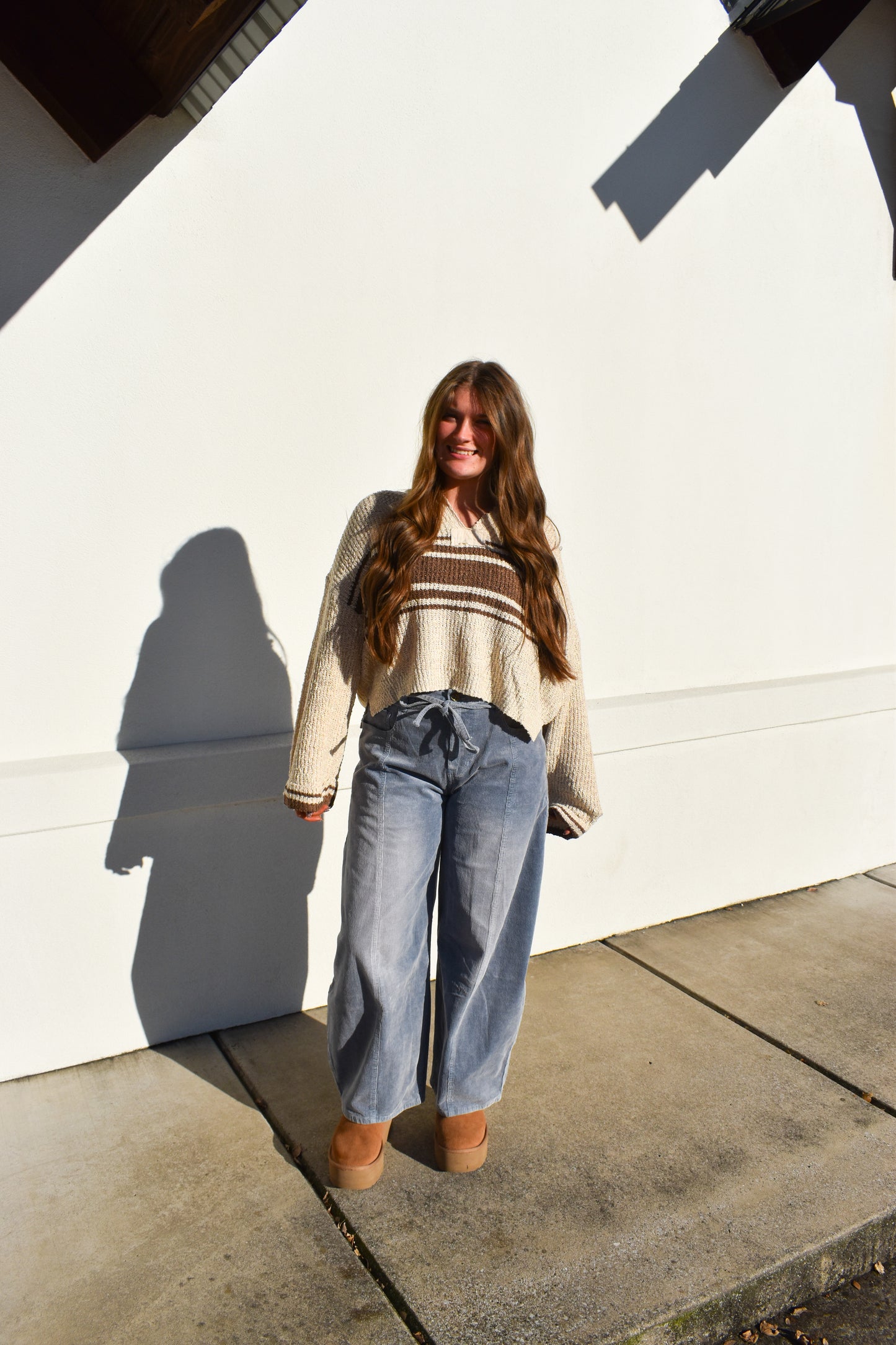 Stripe Patch Long Sleeve Sweater